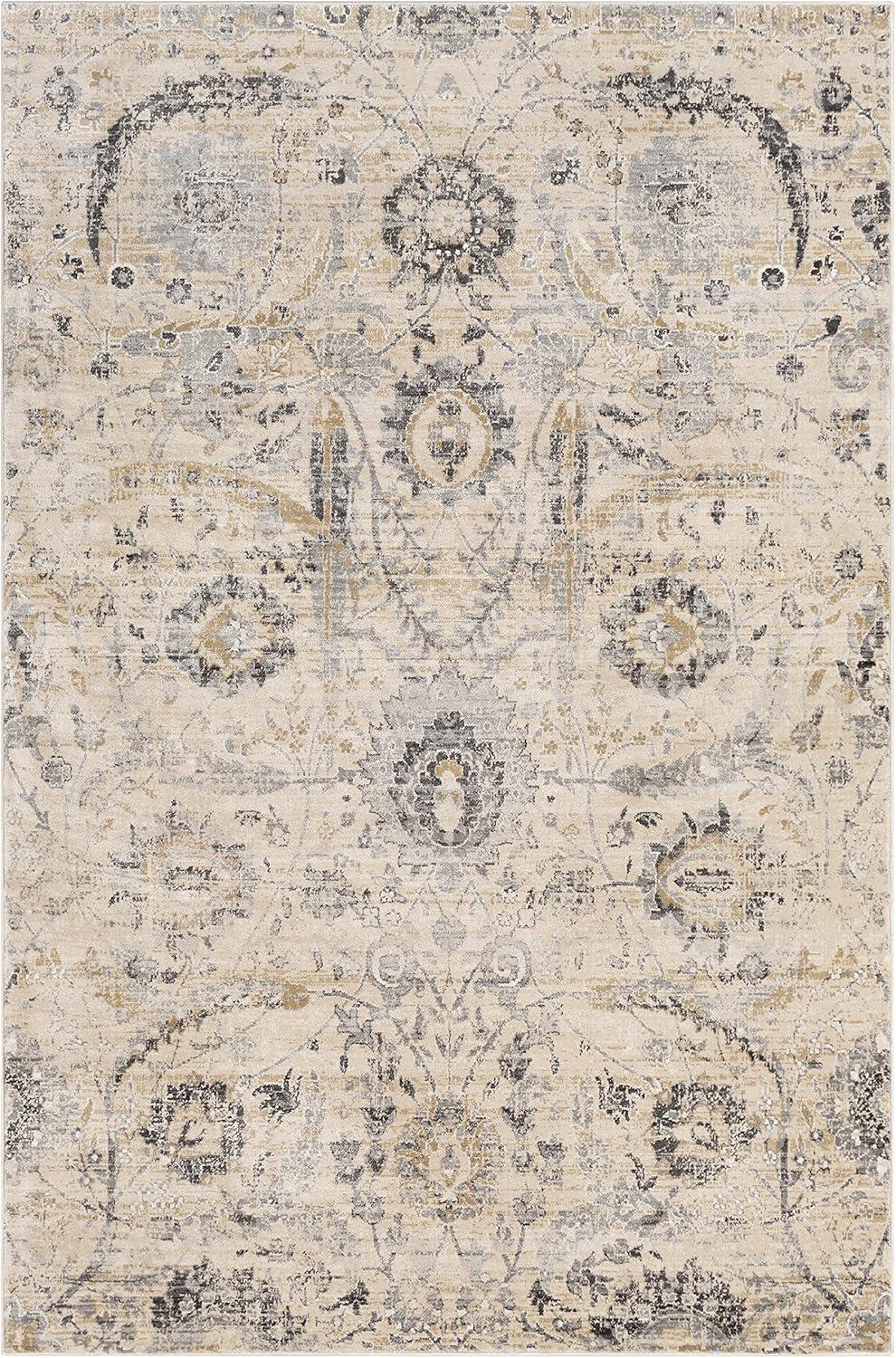 Avellino Beige and Gray Synthetic Fur Rectangular Rug, 2' x 2'11"