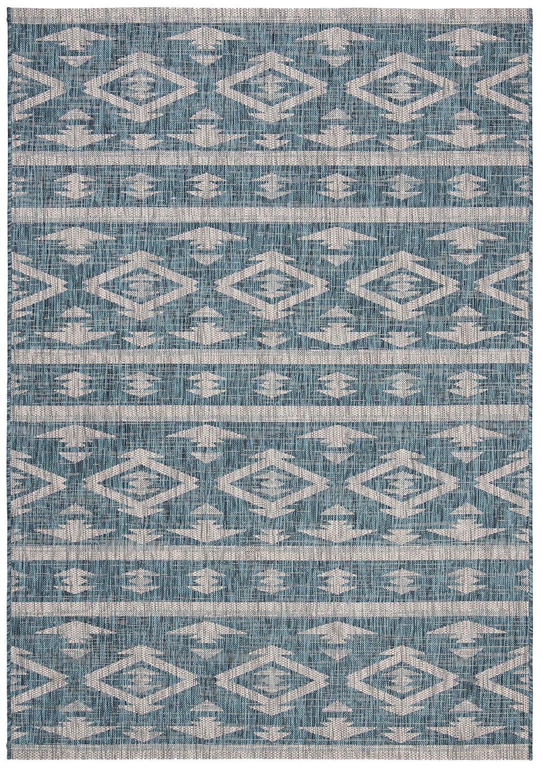 Courtyard CY8863 Power Loomed Indoor/Outdoor Area Rug - Teal/Grey - 5'3"x7'7" - Safavieh.
