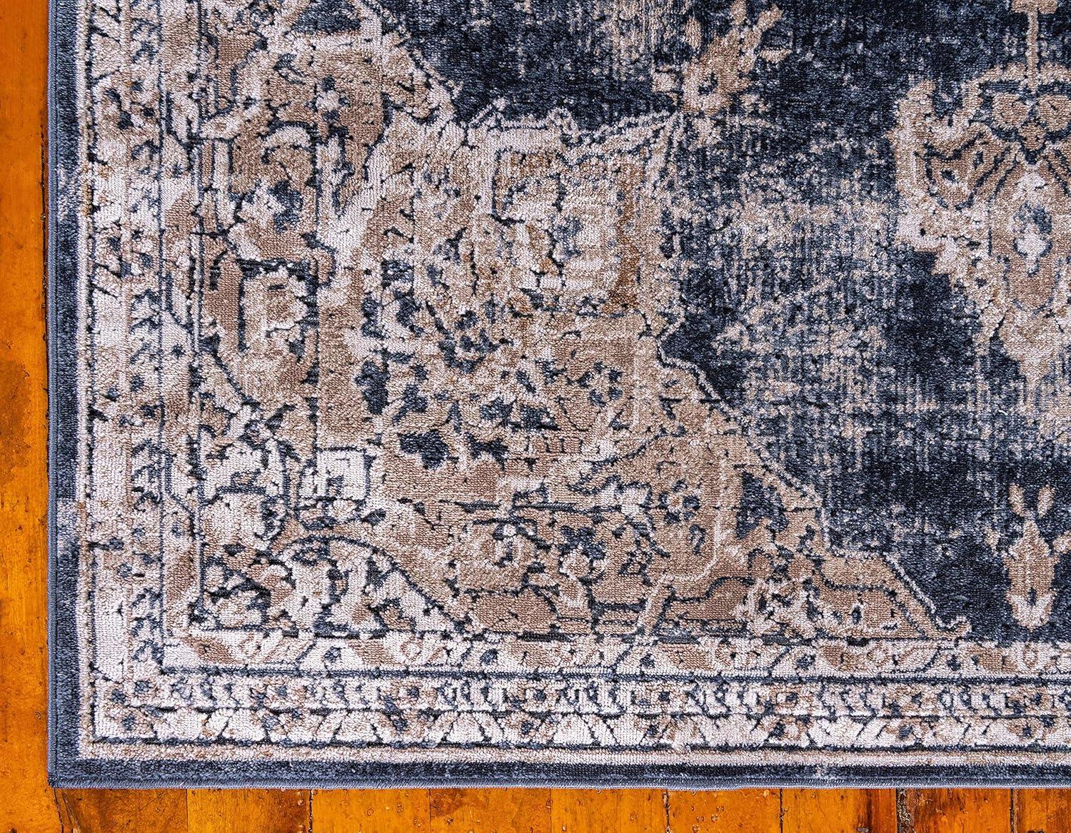 Unique Loom Chateau Collection Area Rug - Roosevelt (6' 1" x 9' Rectangle Slate Blue/Beige)