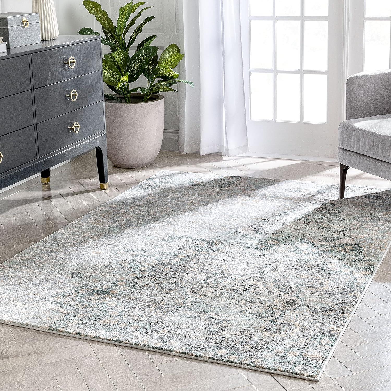 Well Woven KE-54-5 Kensington Ciato Blue Vintage Modern Medallion Oriental Area Rug - 5 ft. 3 in. x 7 ft. 3 in.