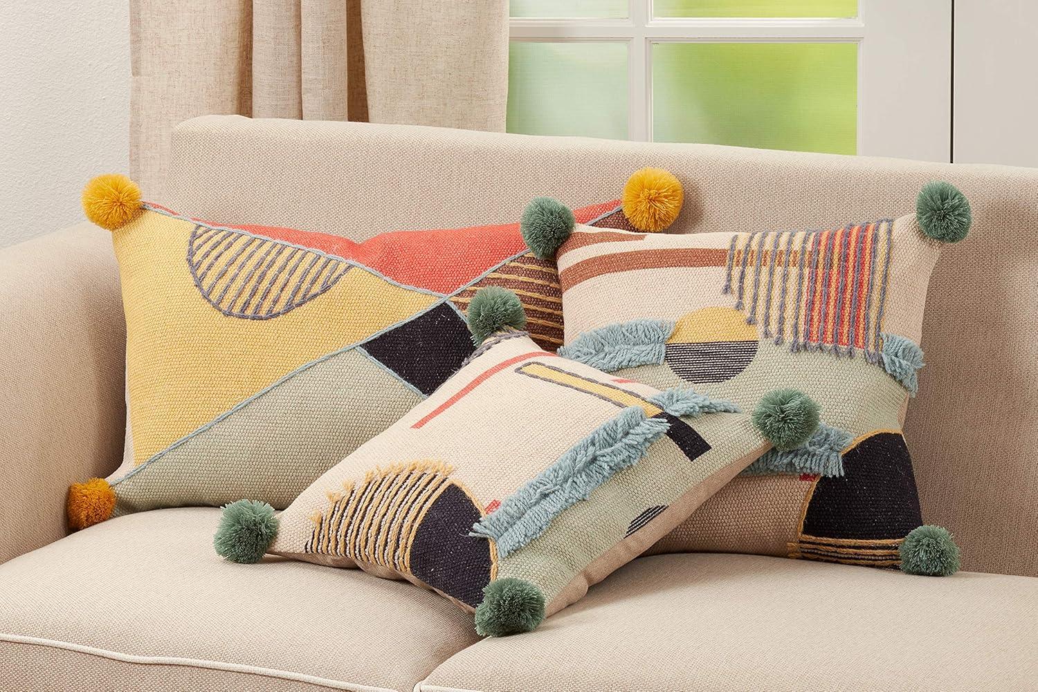 Saro Delphine Collection Embroidered Cotton Throw Pillow