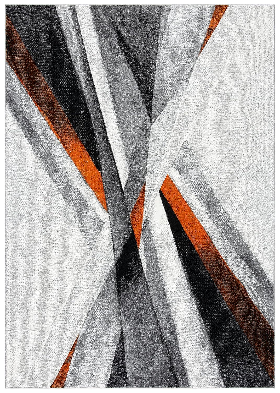 Hollywood HLW710 Machine Made Area Rug - 9'x12' - Grey/Orange - Safavieh