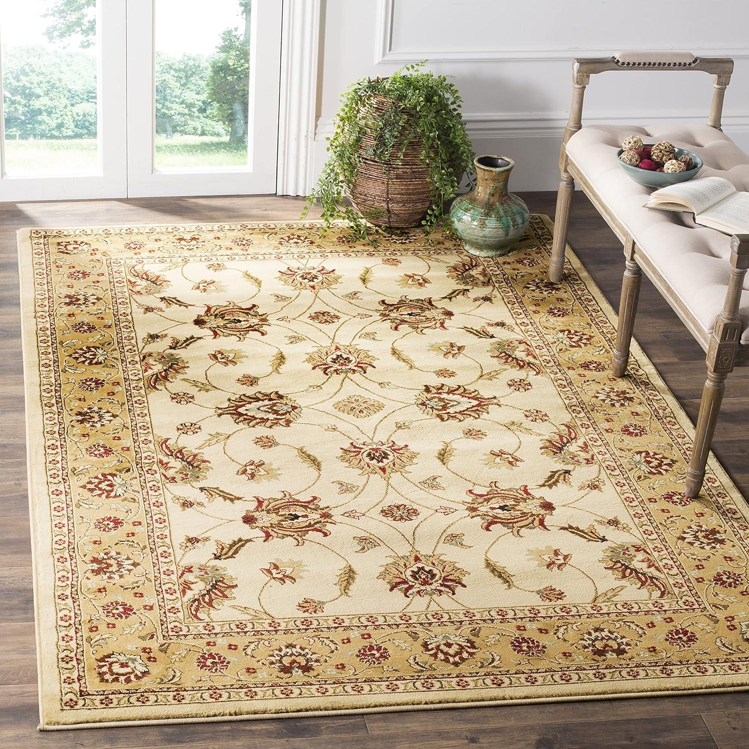 Elegant Ivory and Beige Tufted Floral Area Rug - 4' x 6'