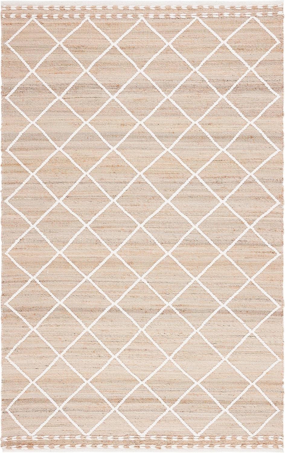 Ivory Diamond Handmade Wool 6' x 9' Area Rug