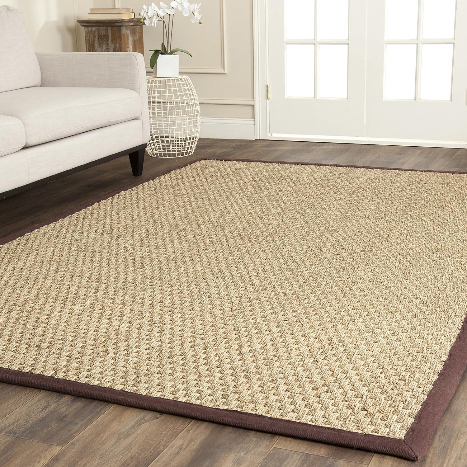 Natural Fiber NF114 Power Loomed Runner Rug - Natural/Dark Brown - 2'6"x12' - Safavieh.
