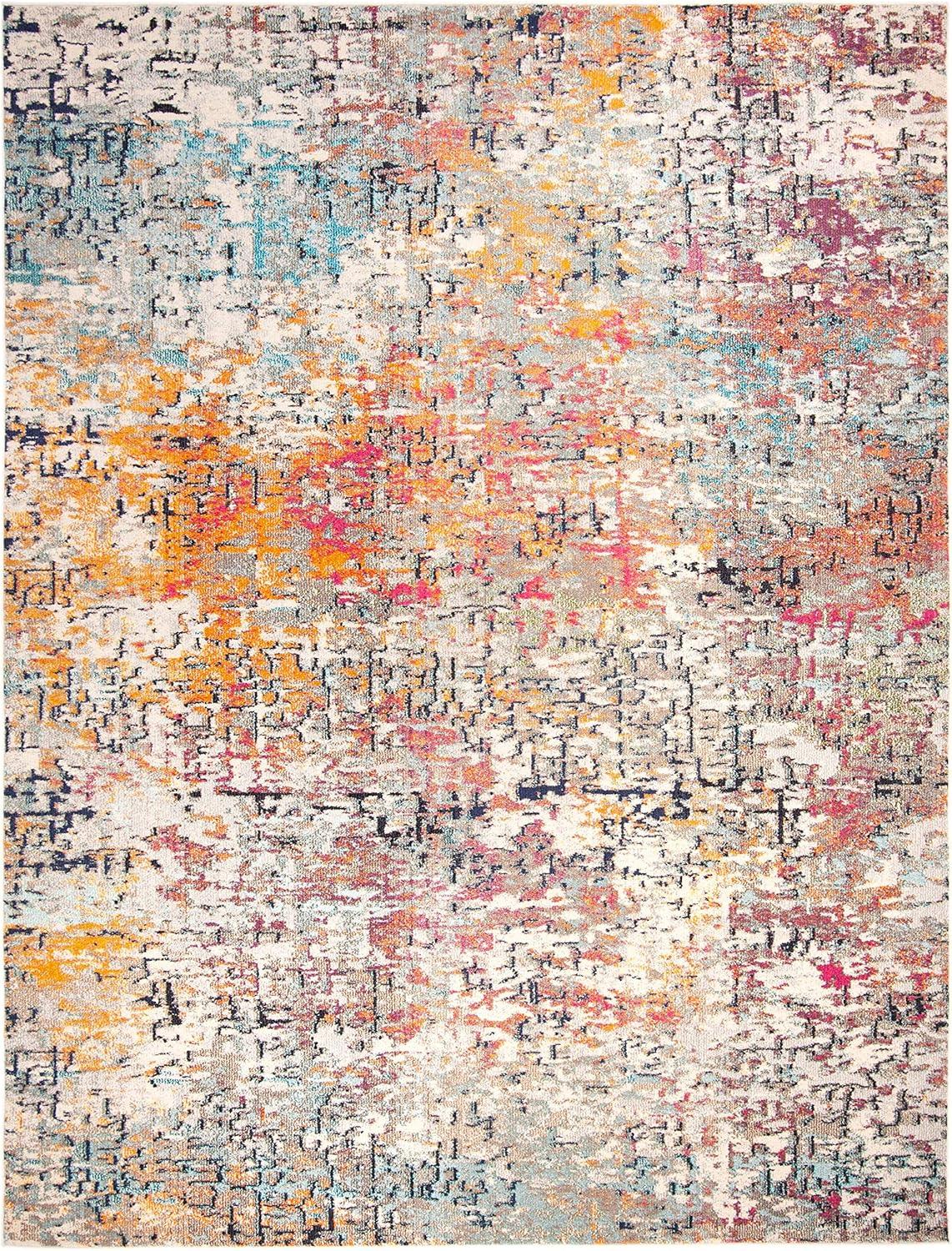 Elegant Grey & Pink Synthetic 6' x 9' Hand-Knotted Area Rug