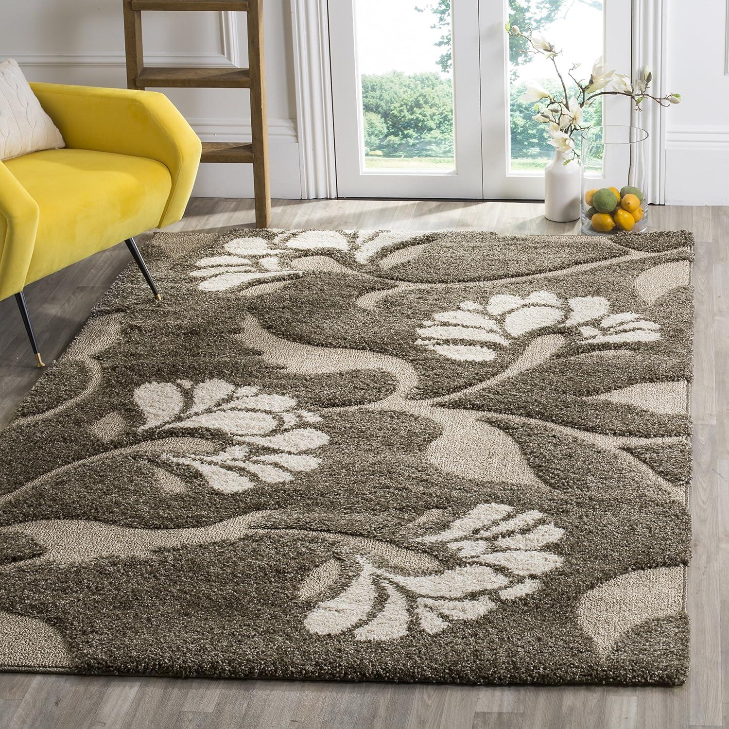 Florida Shag SG459 Power Loomed Indoor Area Rug - Smoke/Beige - 5'3"x7'6" - Safavieh