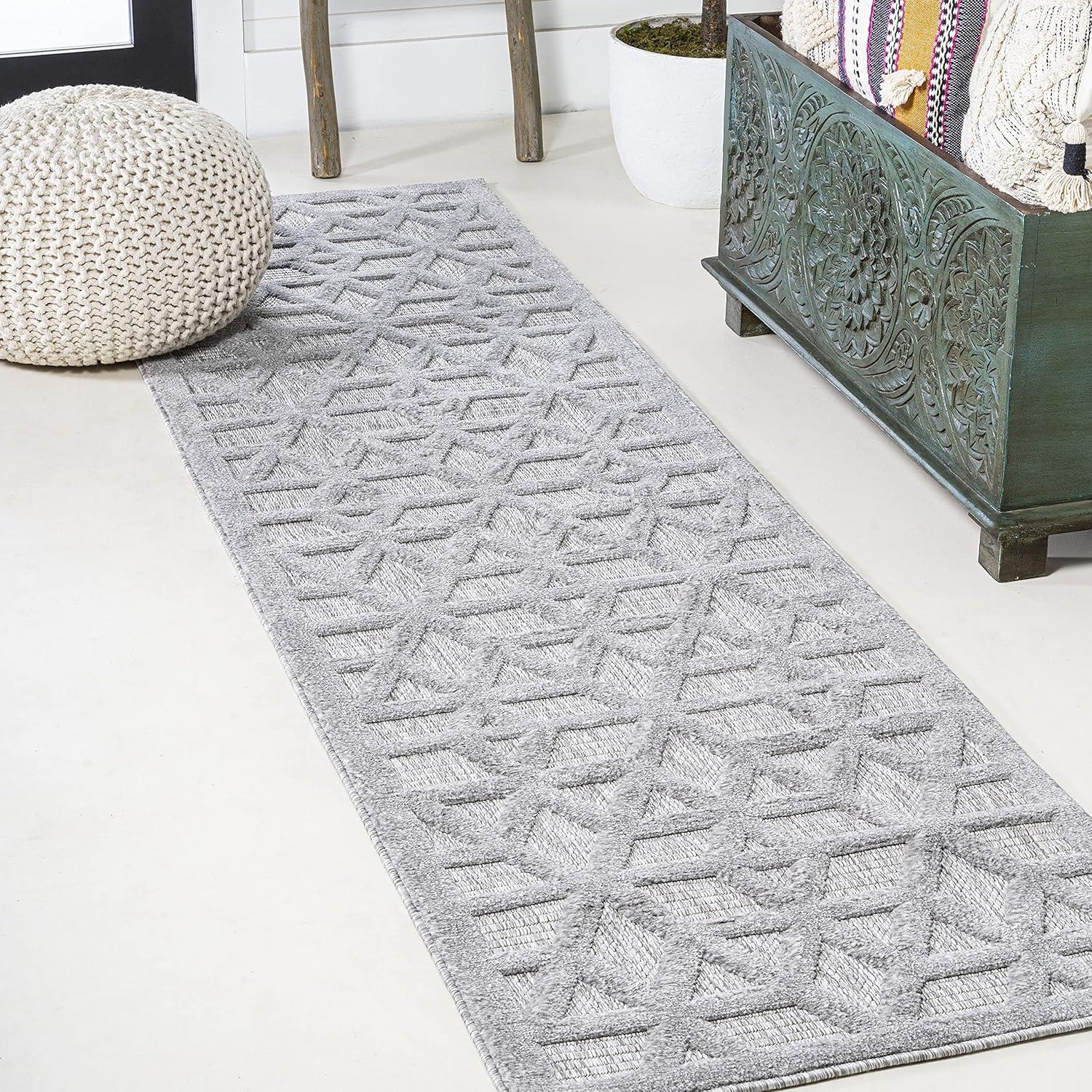 Talaia Neutral Geometric Indoor/Outdoor Area Rug - JONATHAN Y