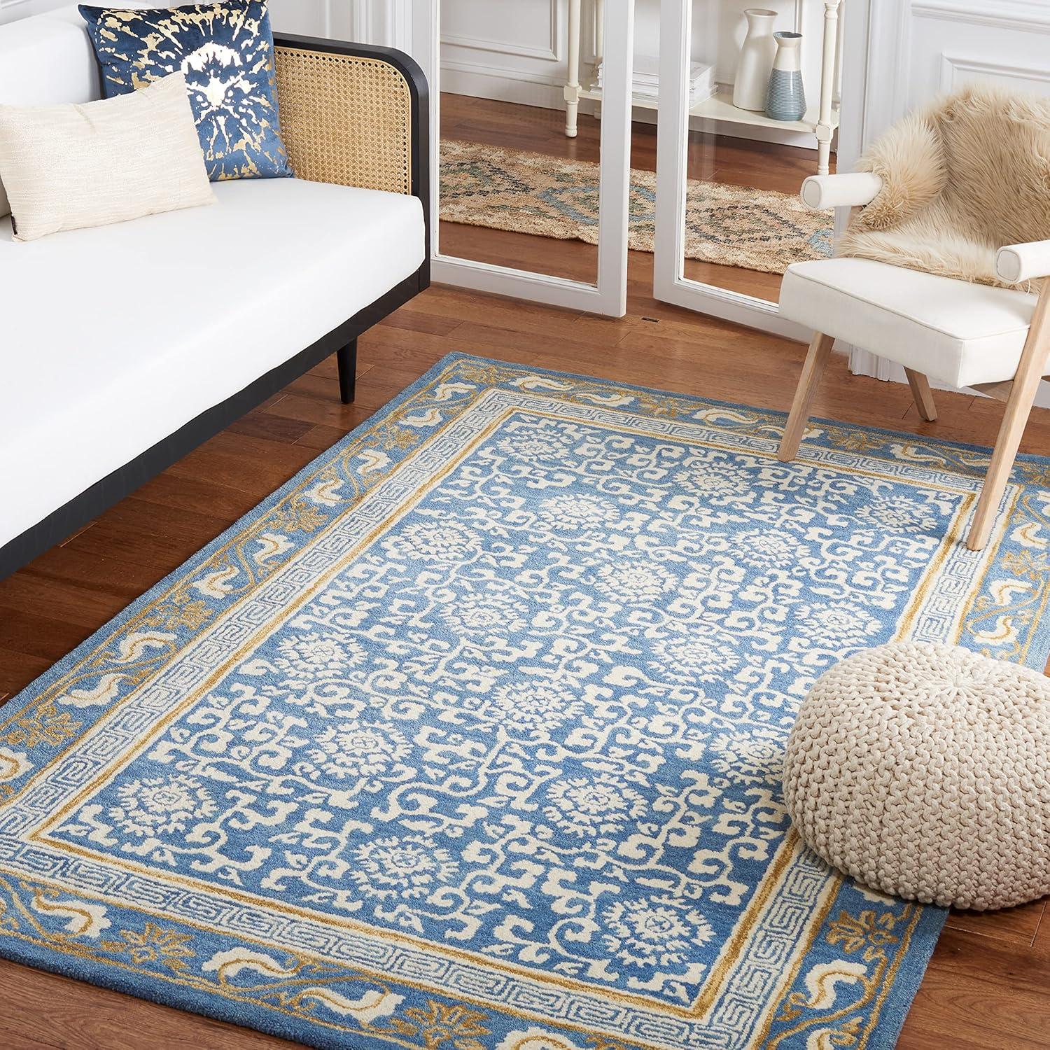 Antiquity AT860 Hand Tufted Indoor Accent Rug - Blue/Ivory - 3'x5' - Safavieh
