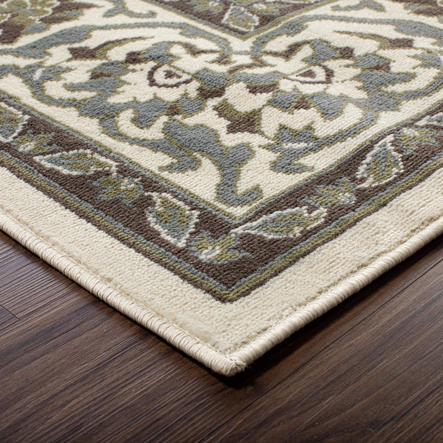 Glendale Green and Beige Rectangular Synthetic Area Rug 5' x 8'