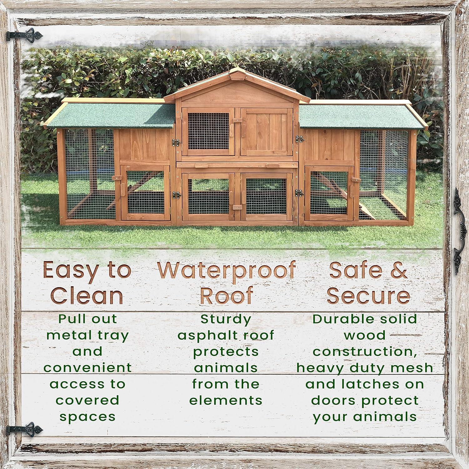 Hanover Outdoor Wooden Bird Cage with 3 Resting Bars, Ladder, Waterproof Roof and Removable Tray, 2.9 Ft. x 2.1 Ft. x 5.8 Ft.