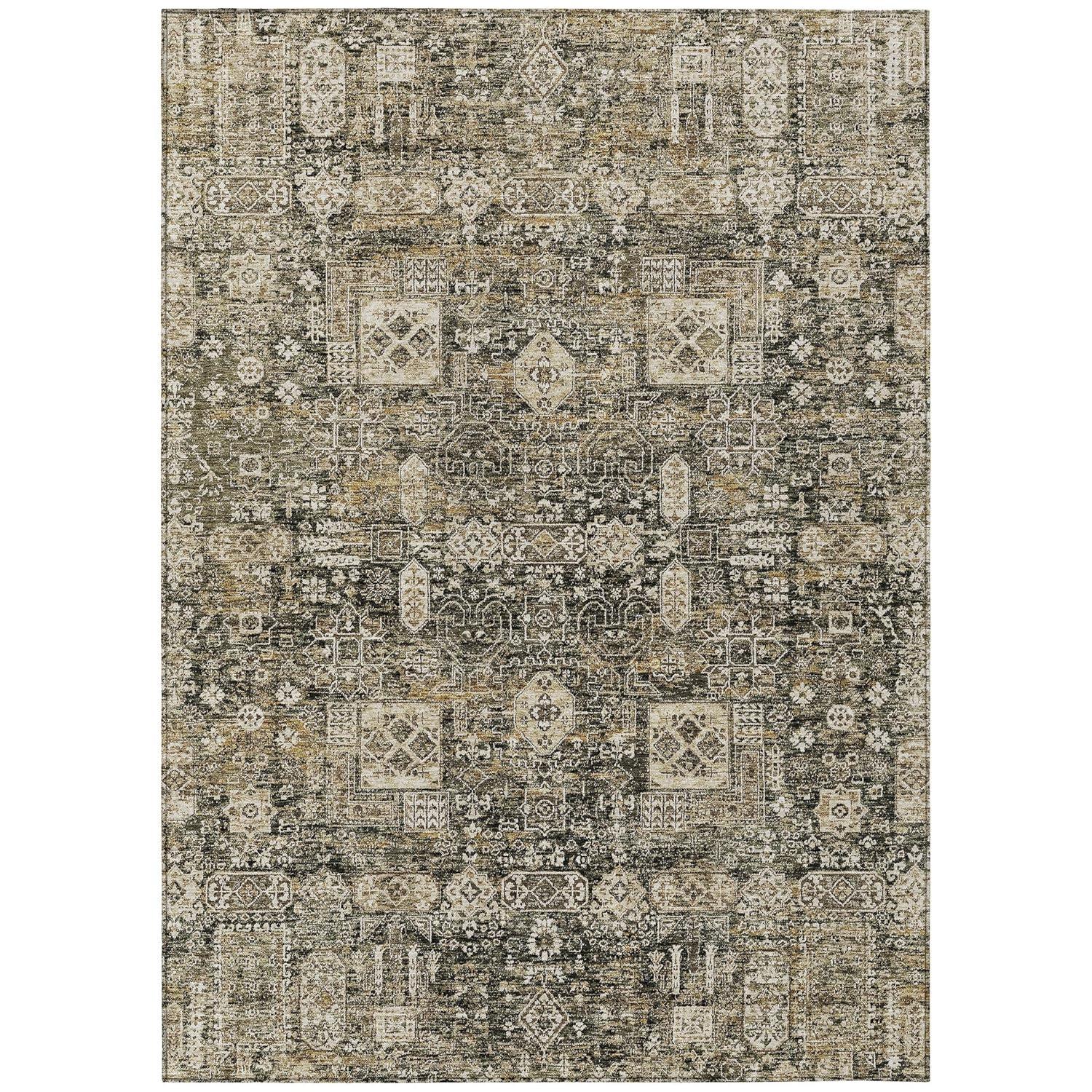 Coffee Flat Woven Synthetic Rectangular Washable Rug
