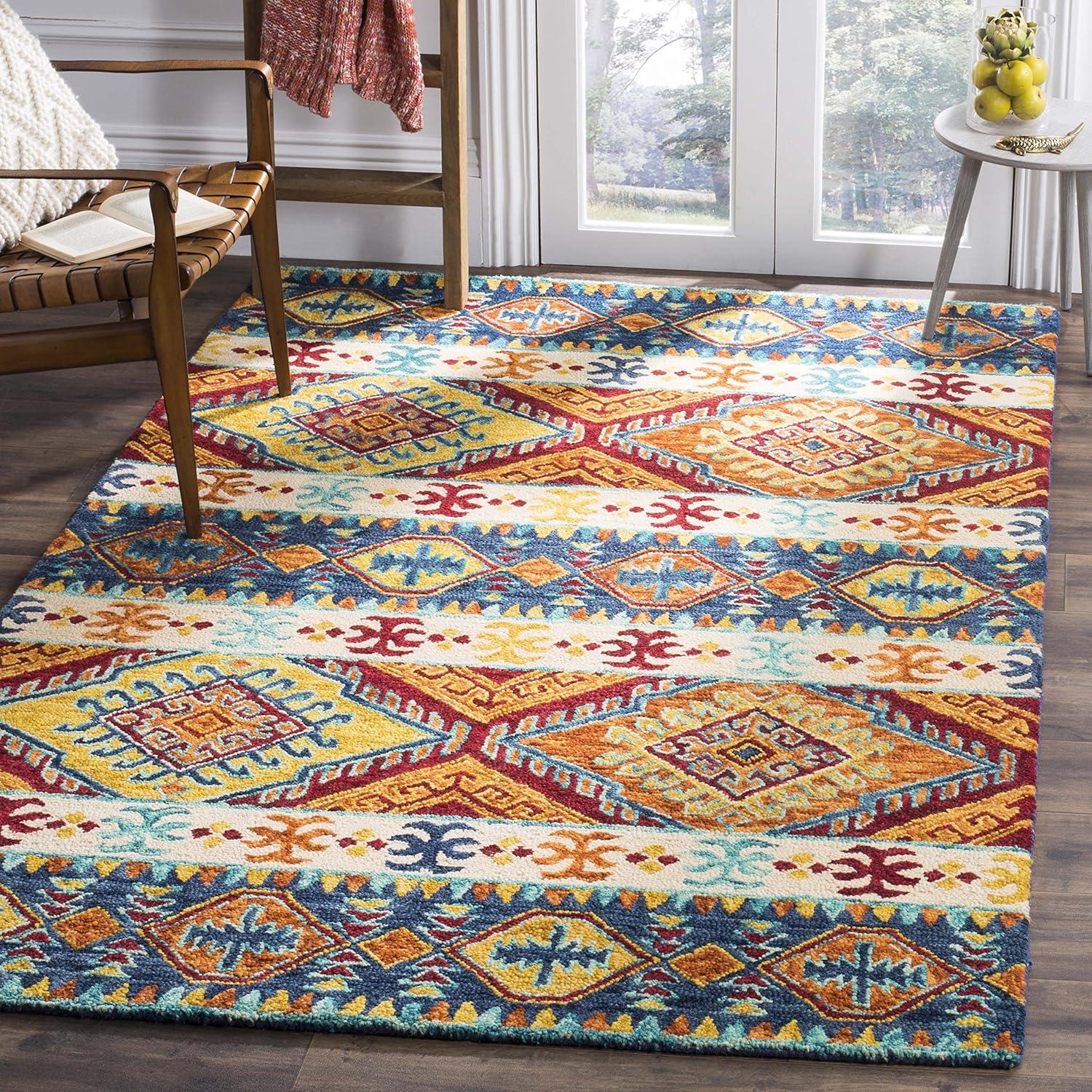 Aspen APN502 Hand Tufted Indoor Accent Rug - Navy/Ivory - 3'x3' - Safavieh