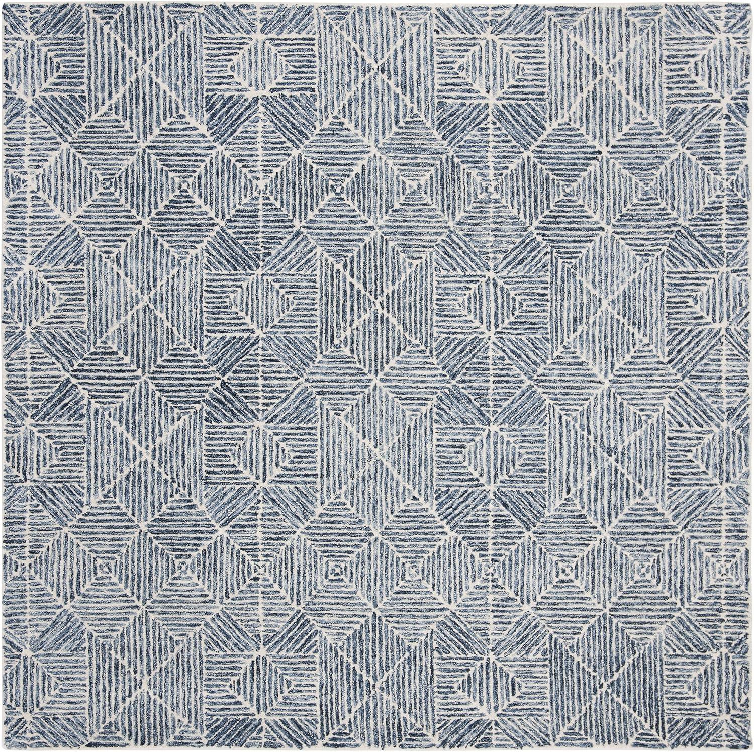 Abstract ABT763 Handmade Indoor Area Rug - Blue - 6'x6' - Safavieh