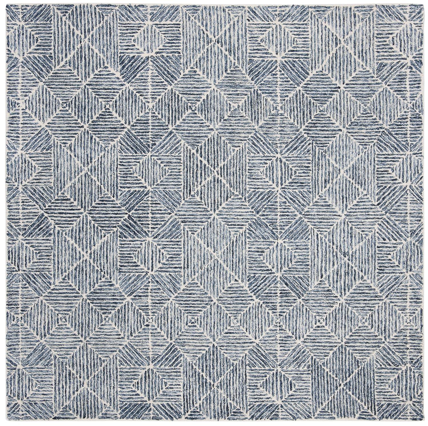 Abstract ABT763 Handmade Indoor Area Rug - Blue - 6'x6' - Safavieh