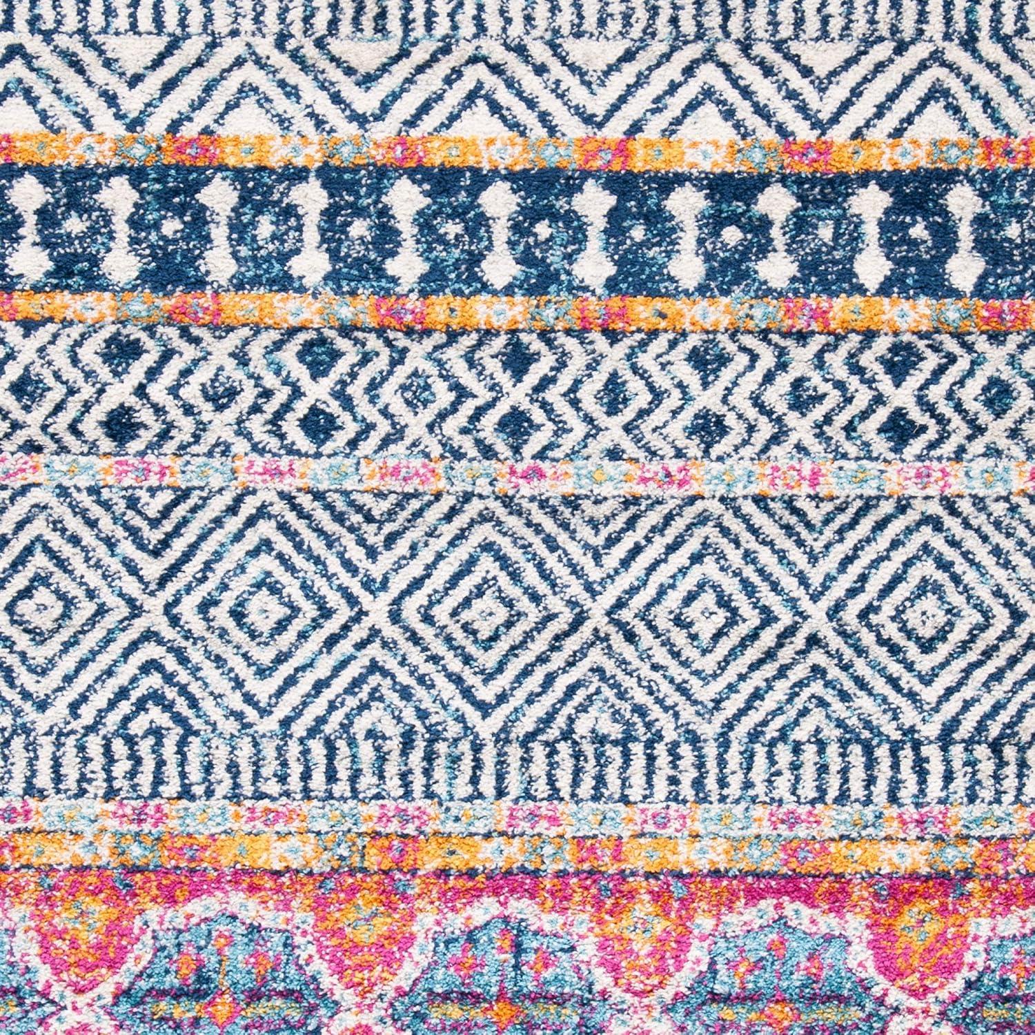 Madison MAD797 Power Loomed Indoor Area Rug - Navy/Ivory - 6'7"x6'7" - Safavieh.