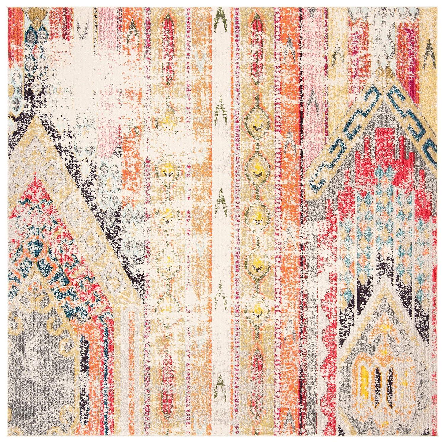 Madison MAD422 Power Loomed Area Rug - Grey/Orange - 3'x3' - Safavieh.