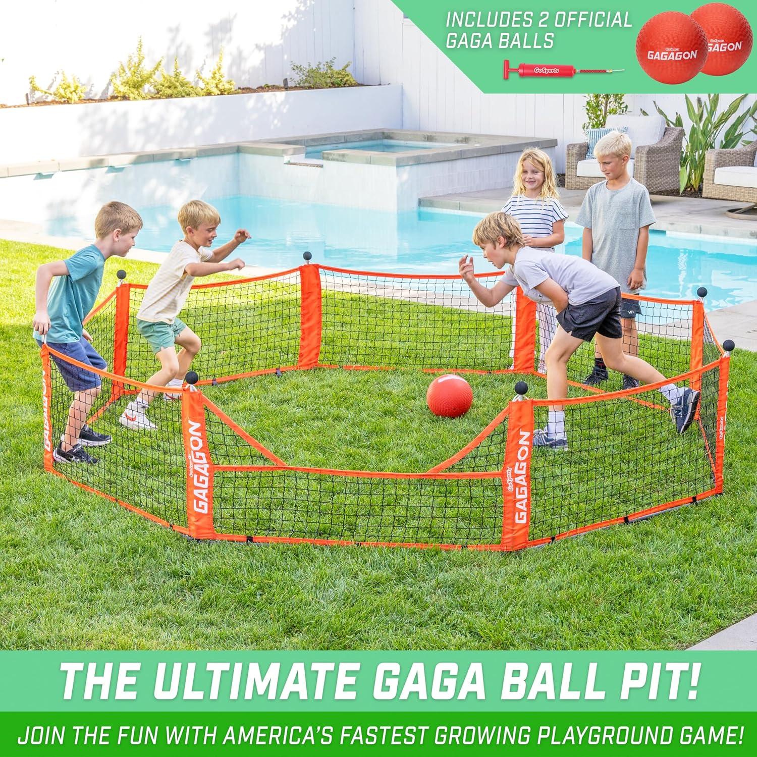 GoSports Gagagon Gaga Ball Pit - Portable Indoor/Outdoor Game Set - Includes 2 Balls and Carrying Case