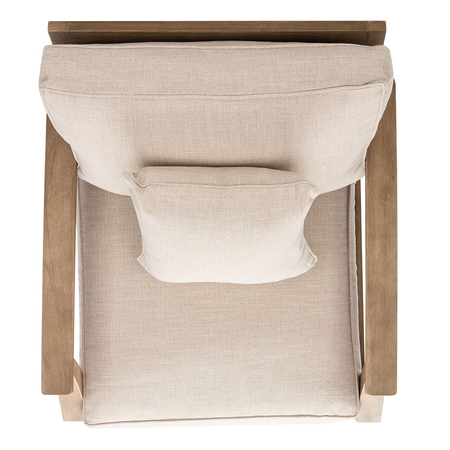 Ssafavieh Martinique Coastal Eucalyptus Wood Solid Print Armchair, Natural / Beige