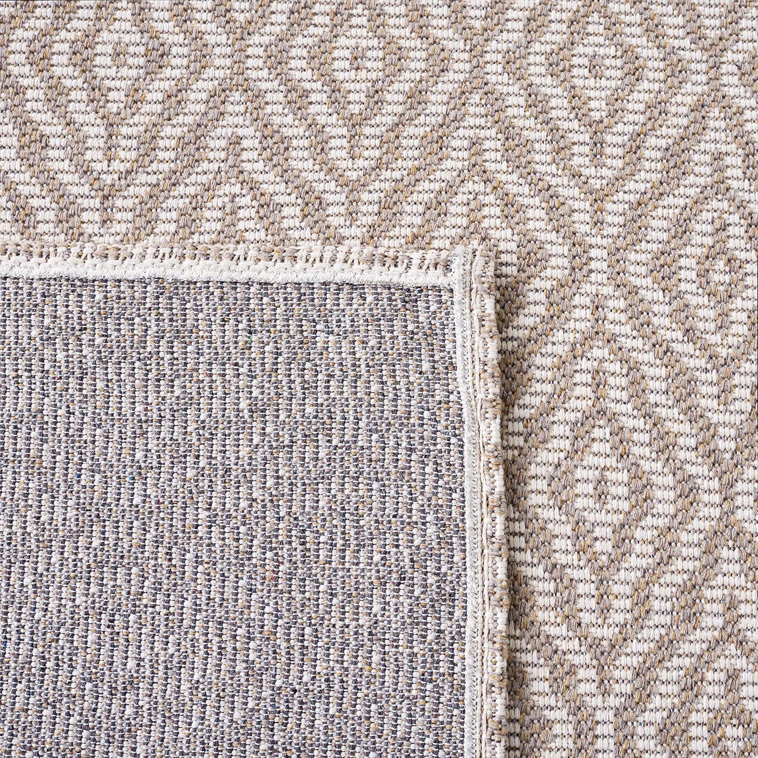 Handmade Taupe and Cream Wool 5' x 7' Reversible Area Rug