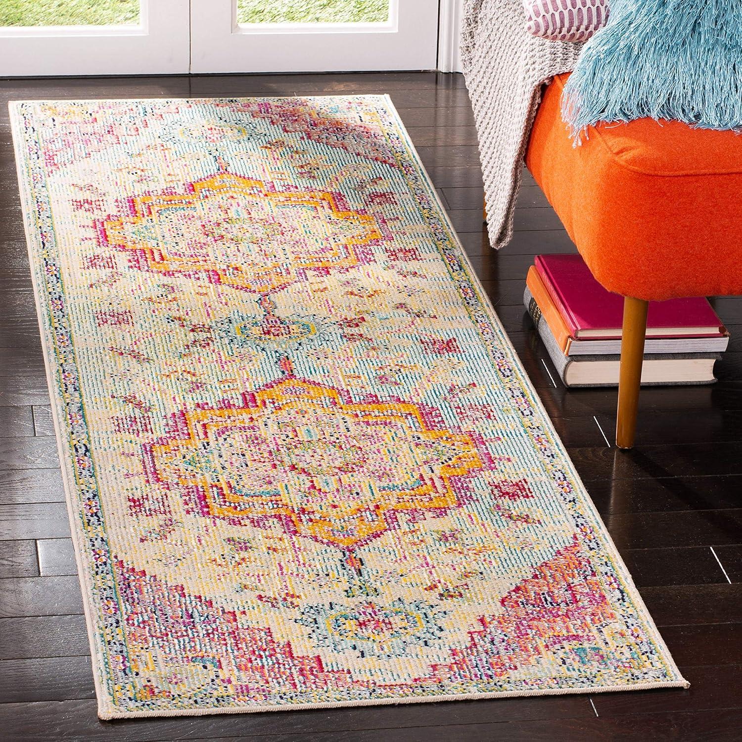 Crystal CRS501 Loomed Indoor Area Rug - Light Blue/Fuchsia - 7'x7' - Safavieh