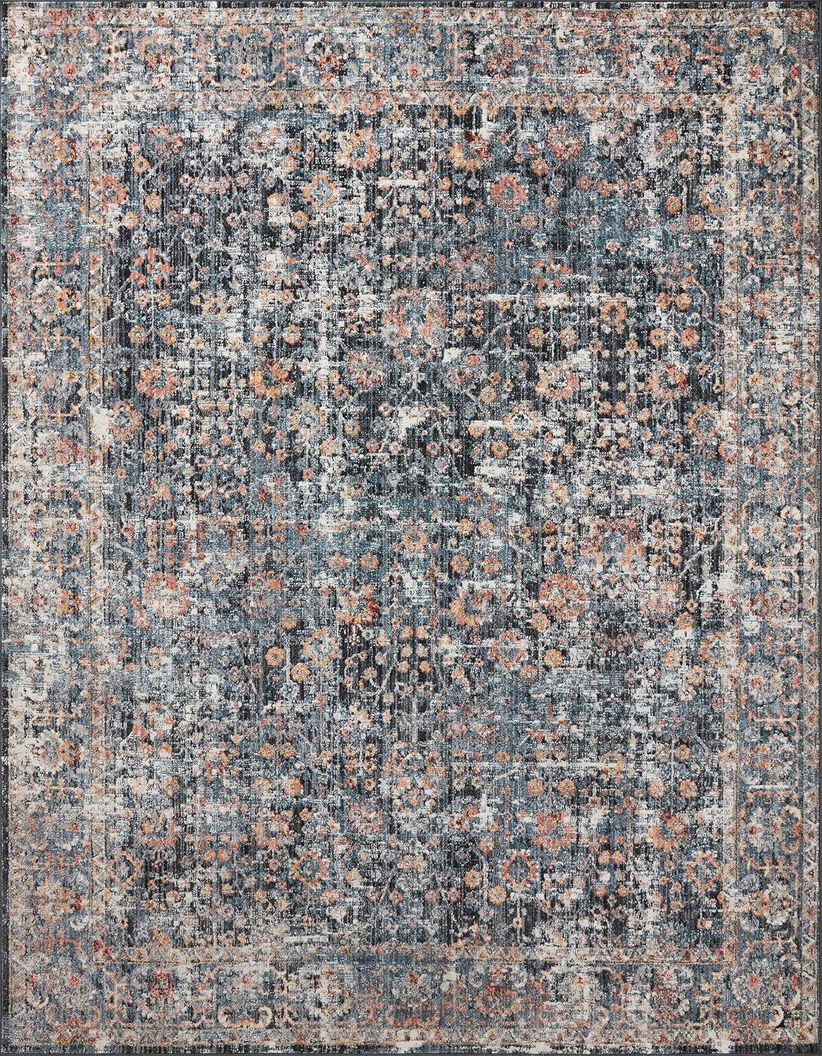 Cassandra Vintage Floral Blue Synthetic Area Rug - 2'6" x 4'