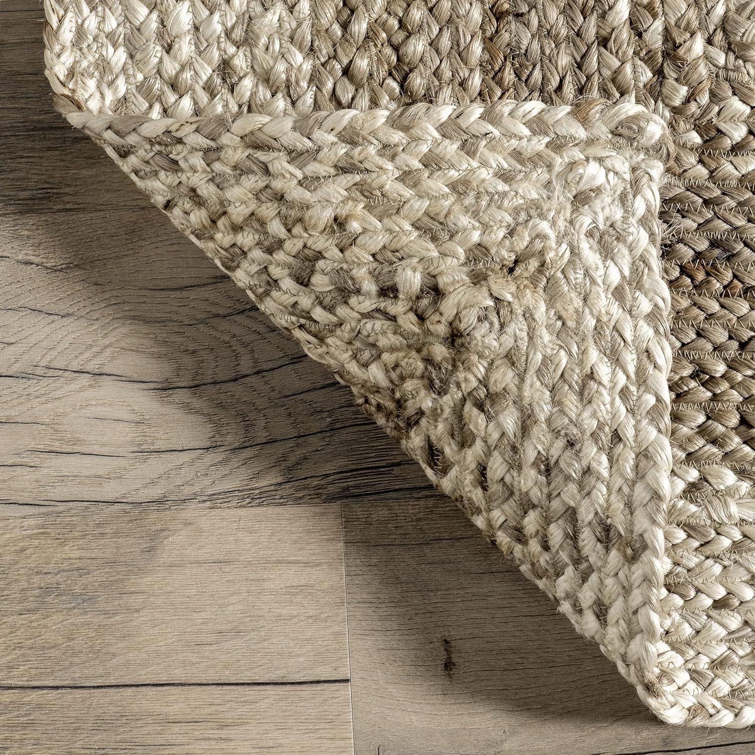 Nuloom Charlene Braided Border Jute Indoor Area Rug 8x10 in Natural