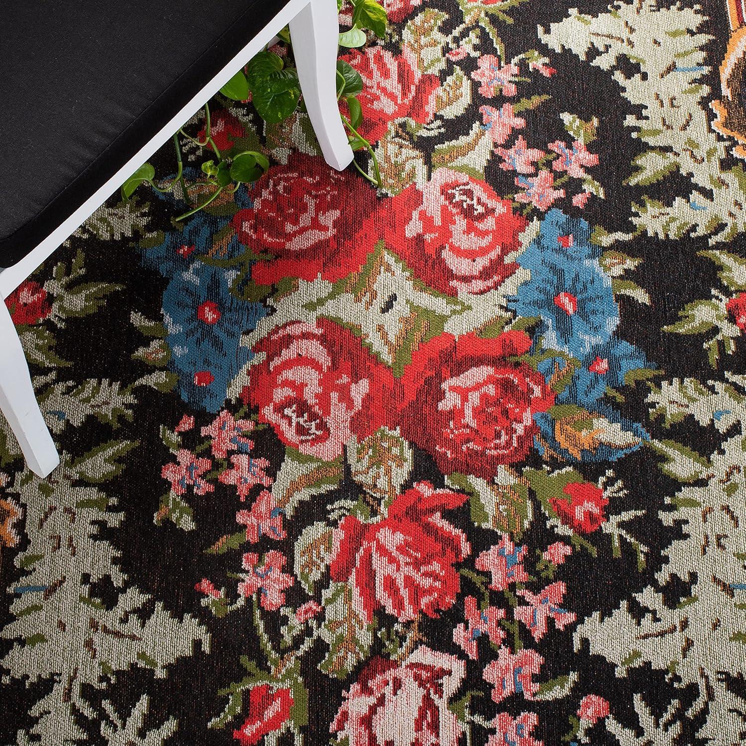 Classic Vintage CLV301 Power Loomed Runner Rug - Black/Multi - 2'3"x12' - Safavieh.