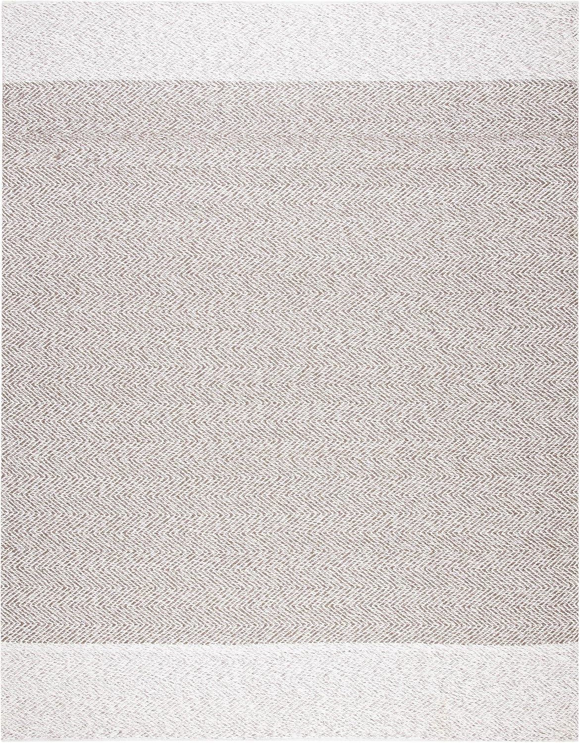 Ivory and Taupe Hand-Tufted Cotton 9' x 12' Area Rug