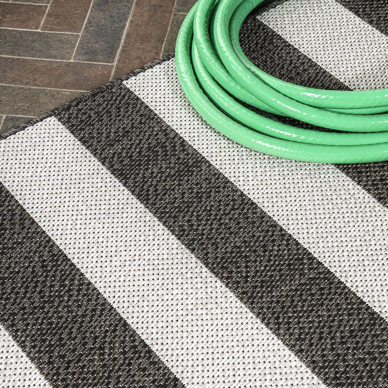 Negril Two-Tone Wide Stripe Indoor/Outdoor Area Rug - JONATHAN Y