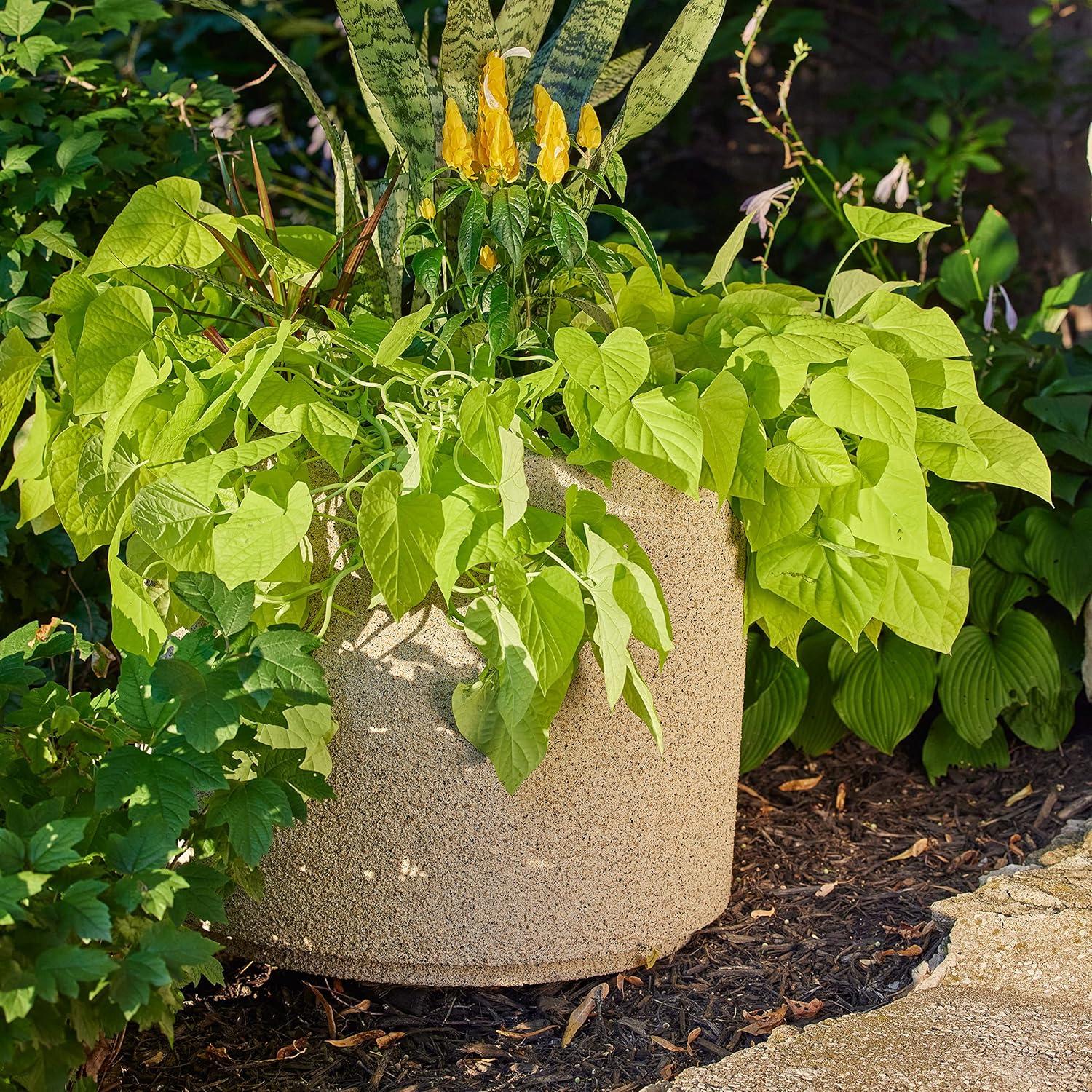 Baja 23" Sandstone Granite Modern Round Outdoor Planter