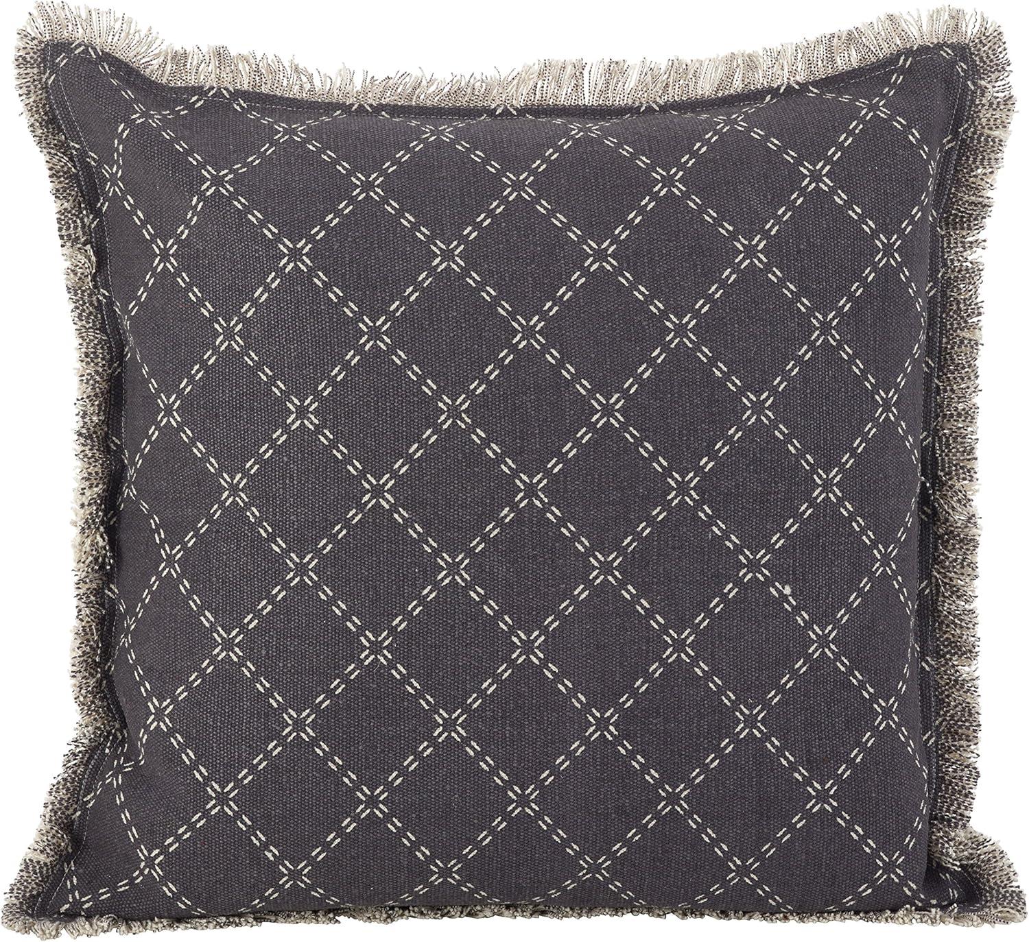 20"x20" Oversize Down Filled Fringed Diamond Square Throw Pillow - Saro Lifestyle