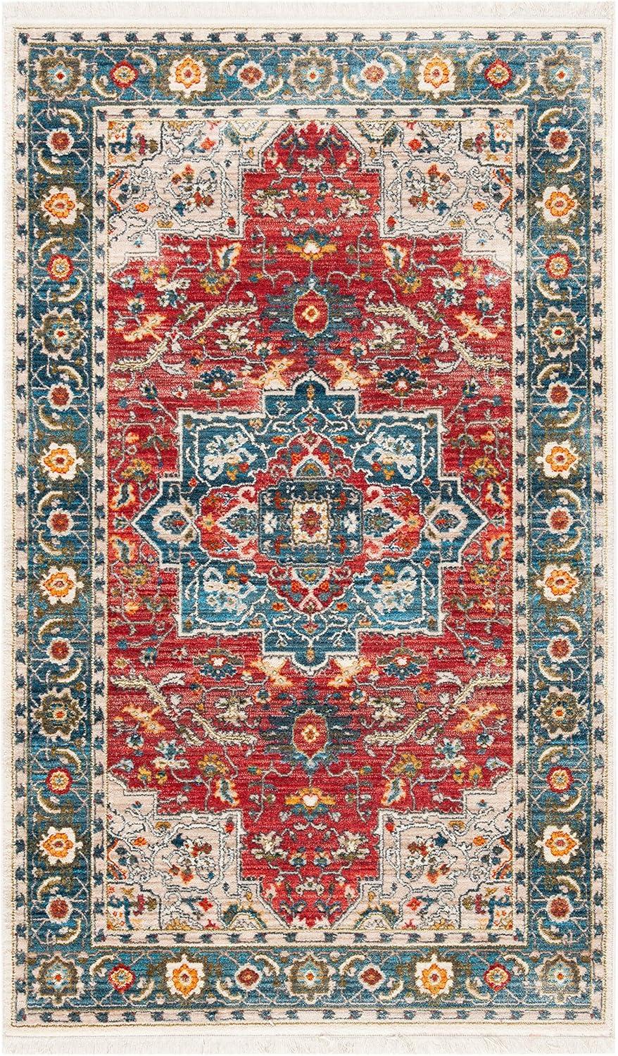 Vintage Persian VTP478 Power Loomed Area Rug - Red/Blue - 3'x5' - Safavieh.
