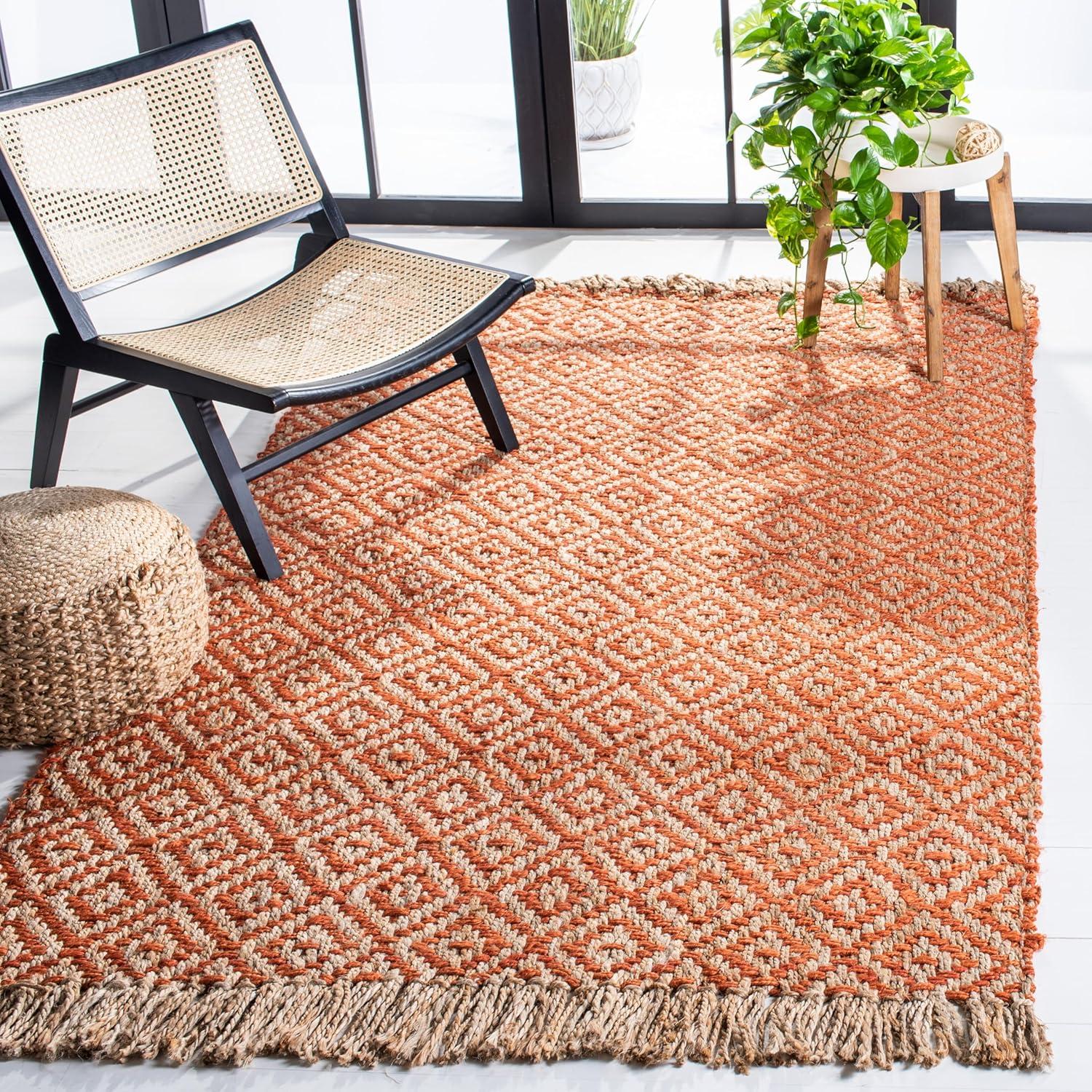 Natural Fiber NF266 Hand Woven Indoor Area Rug - Orange/Natural - 4'x6' - Safavieh.