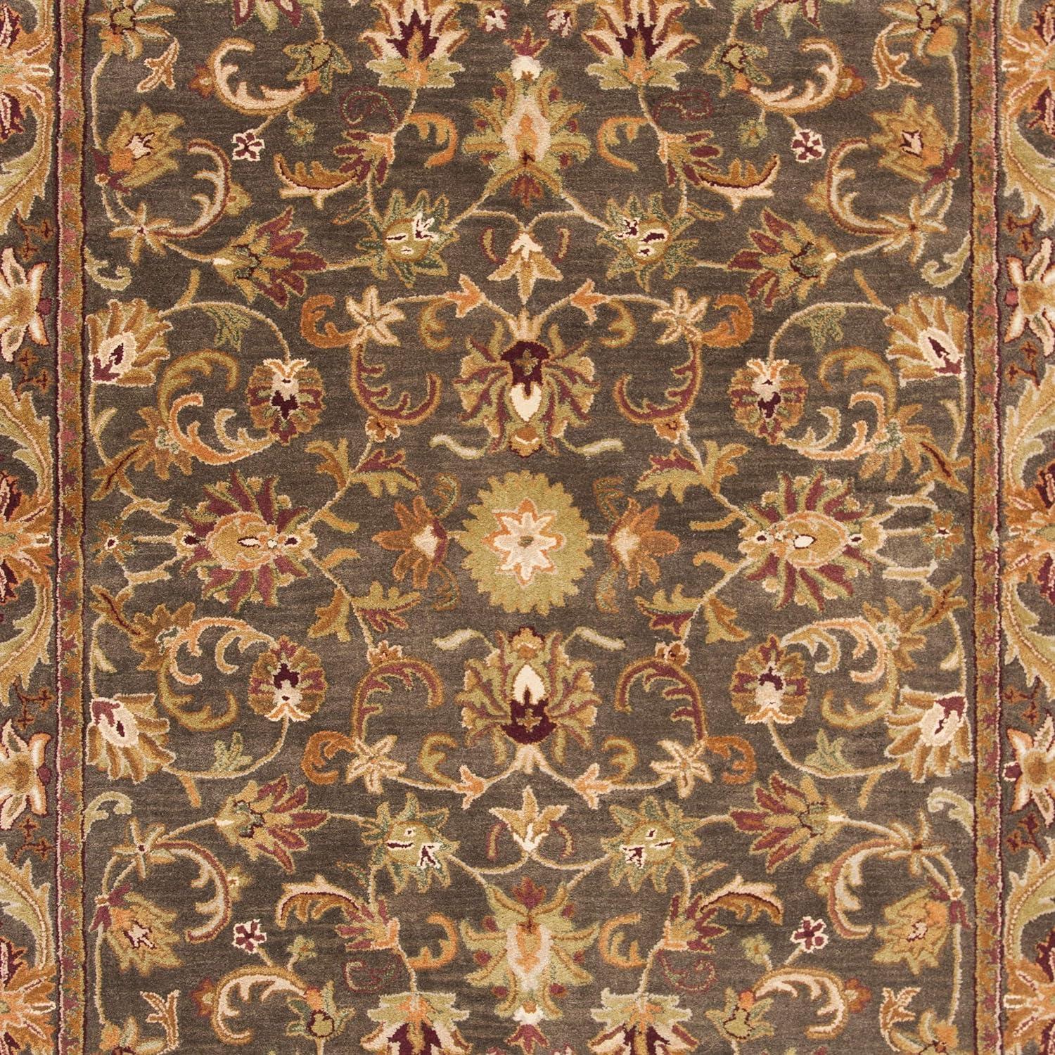 SAFAVIEH Antiquity Carmella Floral Bordered Wool Area Rug, Charcoal, 9'6" x 13'6"