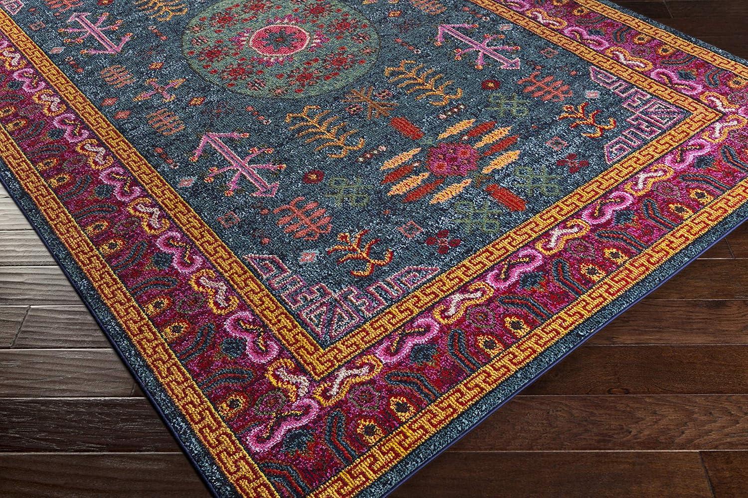 Elysian Blue Oriental-Inspired 8' x 10' Synthetic Area Rug