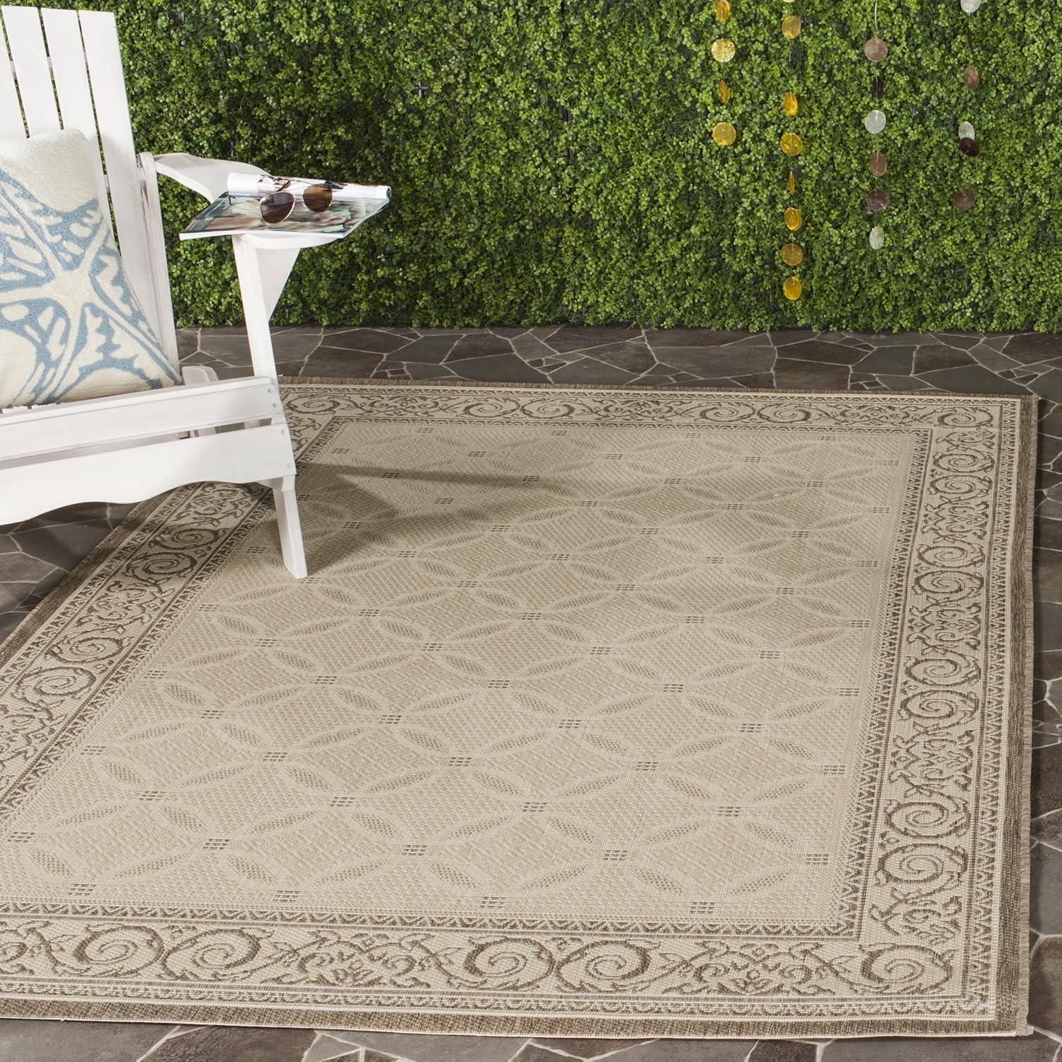 Natural Brown Flat Woven Synthetic Indoor Outdoor Area Rug