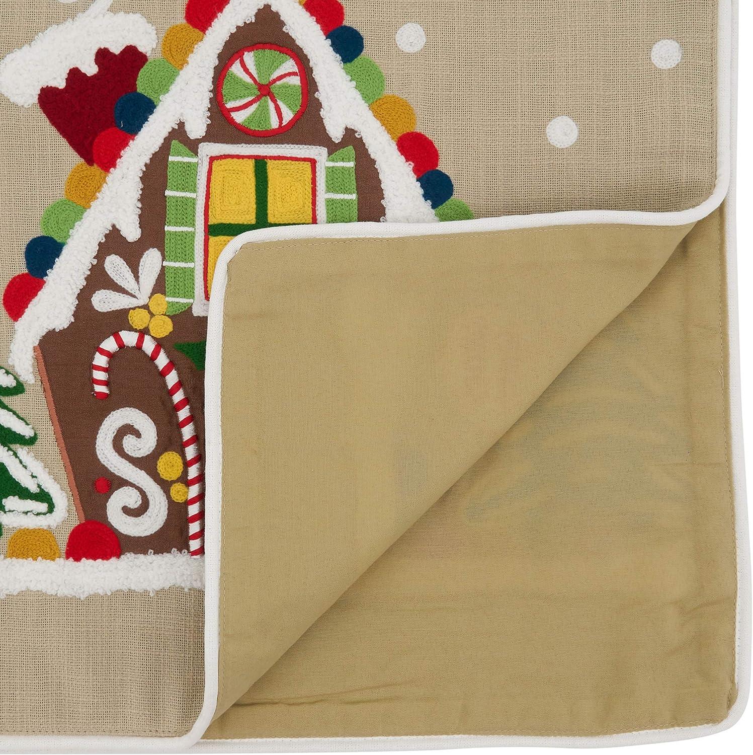 Saro Lifestyle Gingerbread House Runner, Natural, 16" x 72"