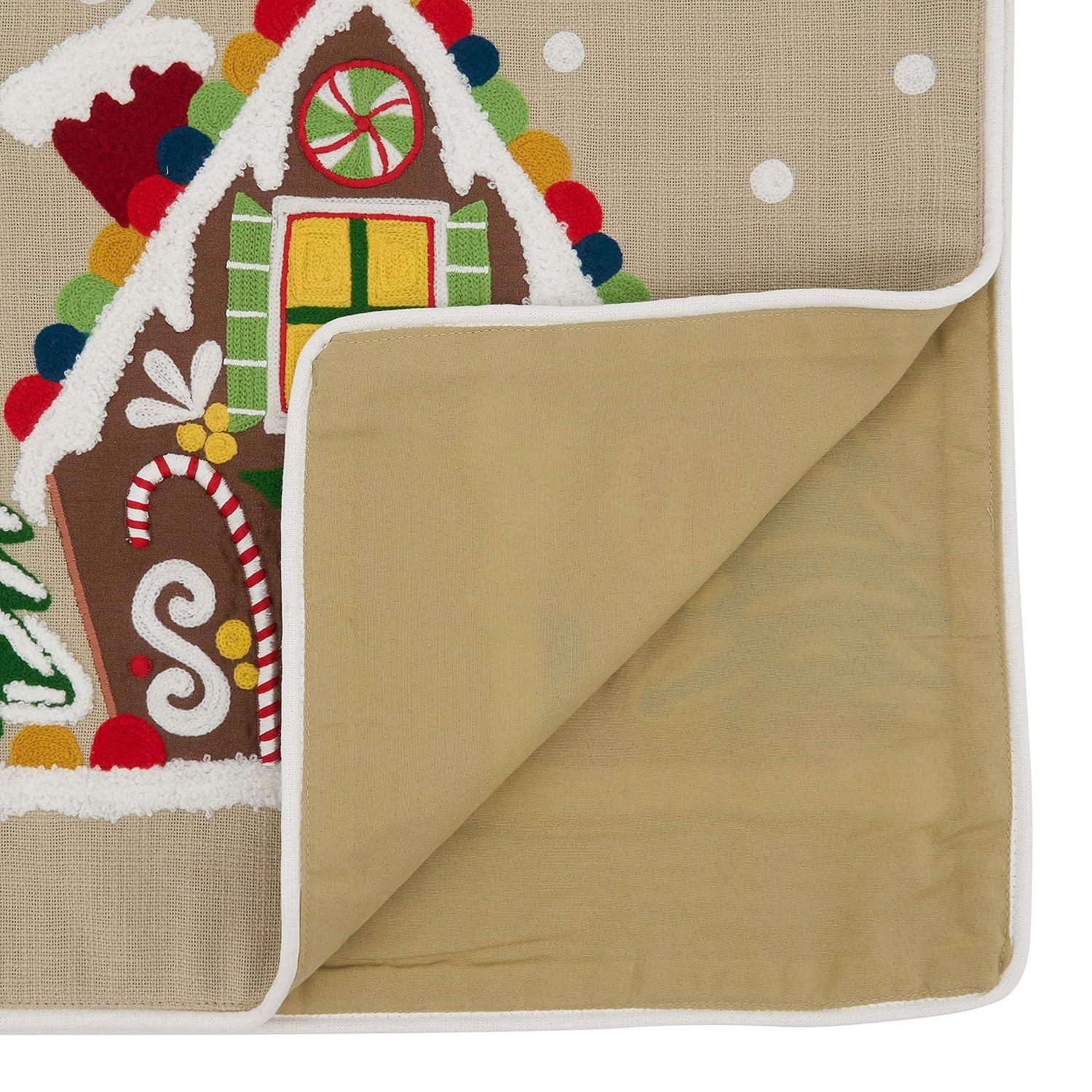 Saro Lifestyle Gingerbread House Runner, Natural, 16" x 72"