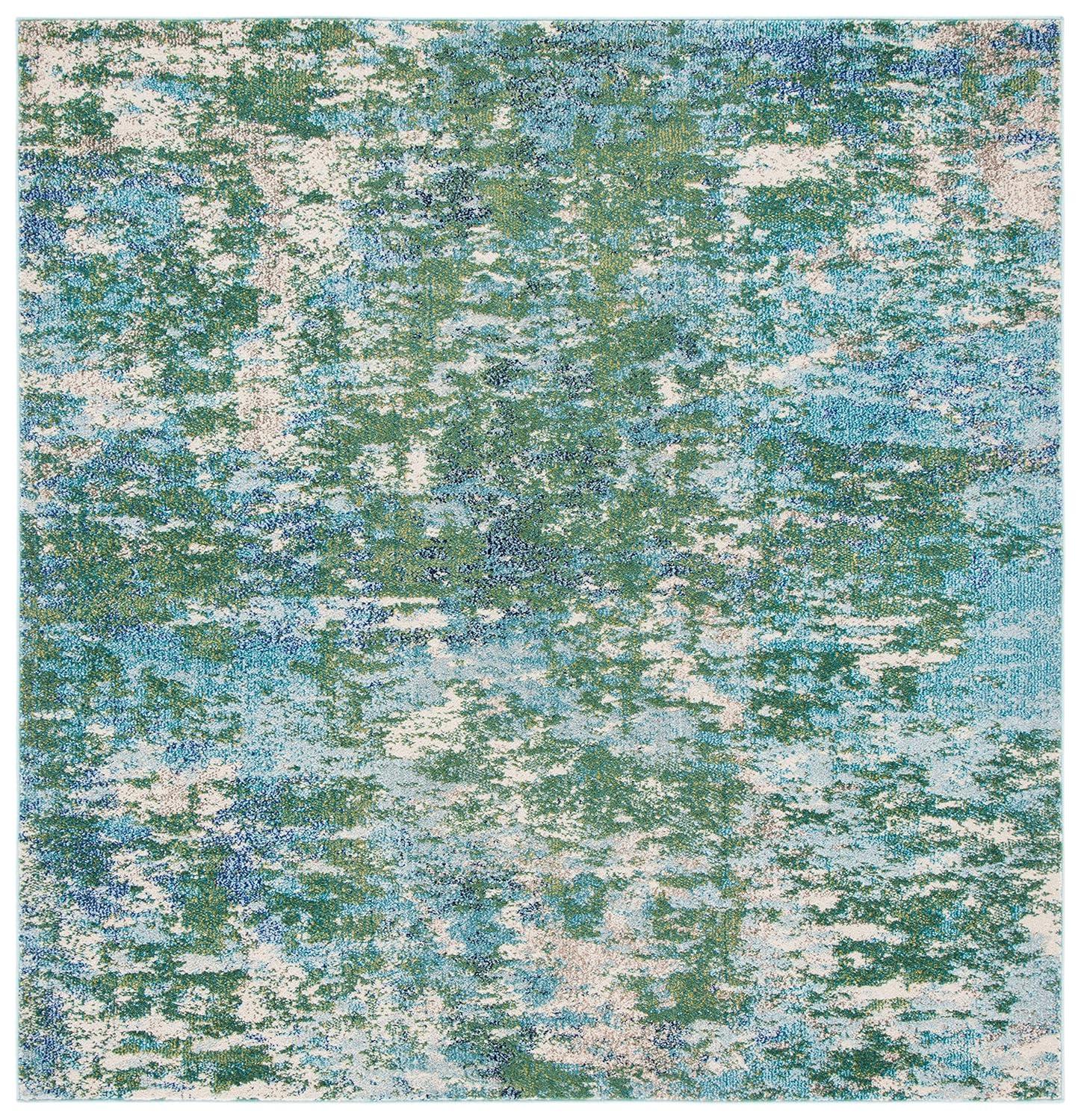 Madison MAD471 Power Loomed Indoor Area Rug - Green/Turquoise - 6'7"x6'7" - Safavieh
