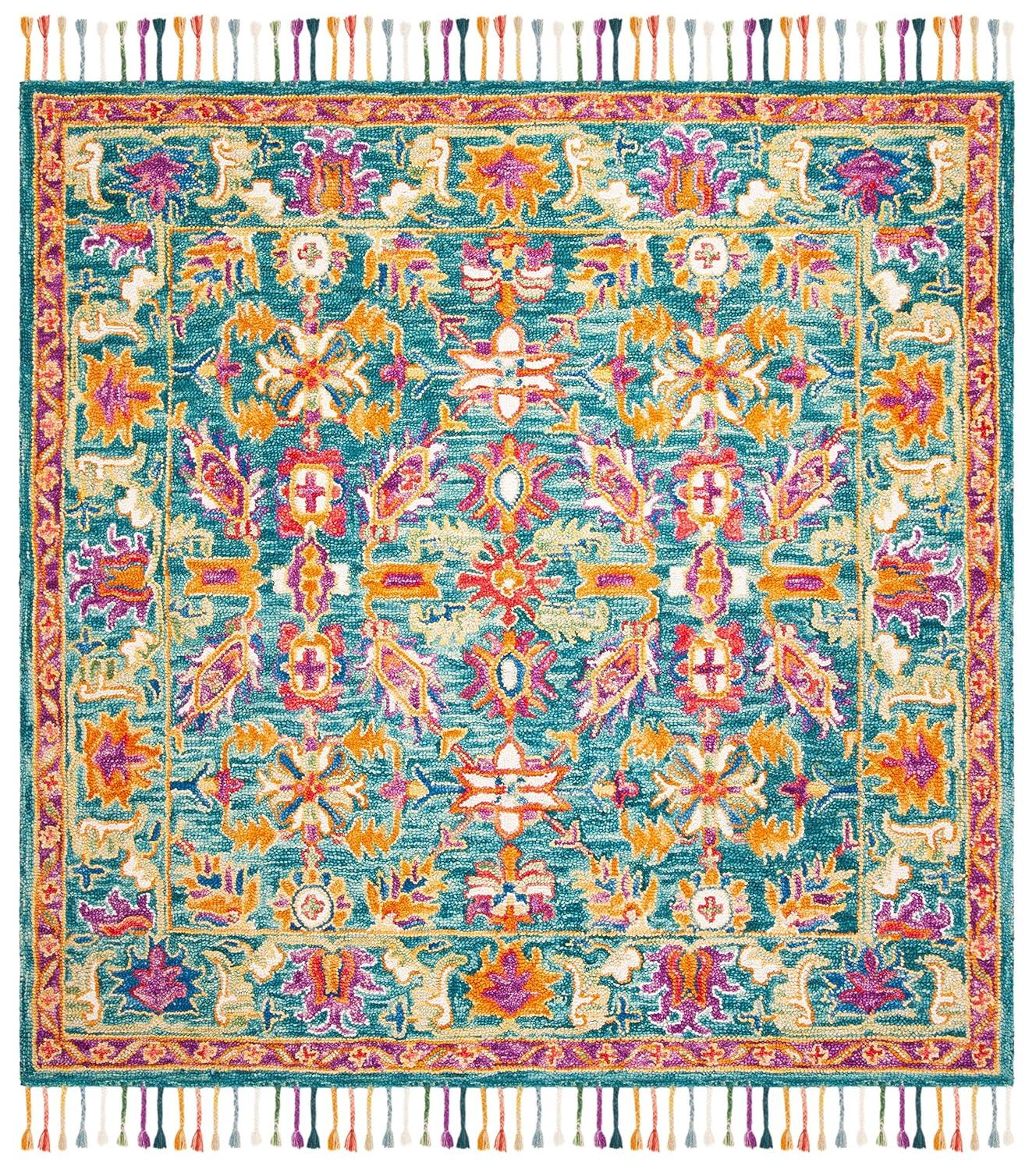 Aspen APN113 Hand Tufted Area Rug - Turquoise/Purple - 7' X 7' Square - Safavieh.