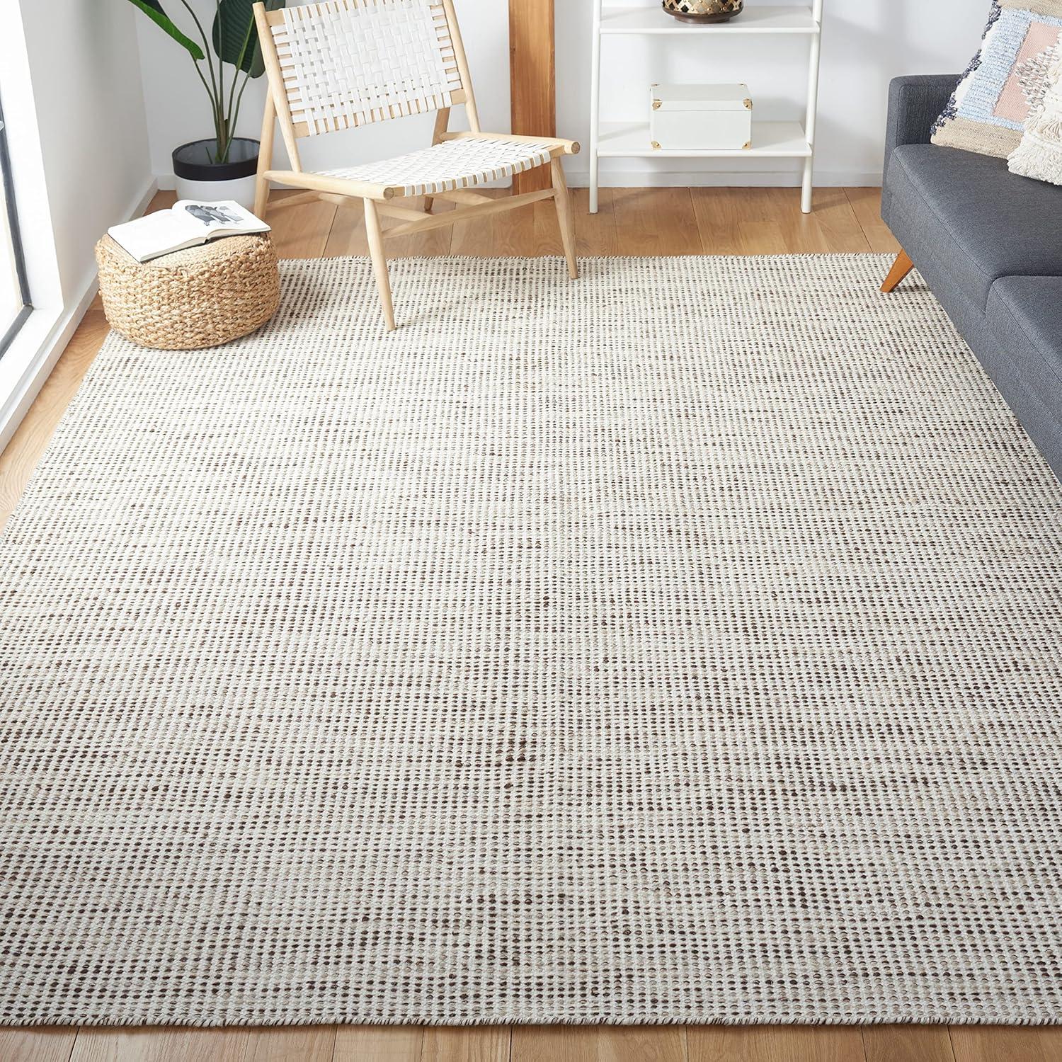 SAFAVIEH Vermont Zaman Distressed Dotted Area Rug, Brown/Ivory, 9' x 12'