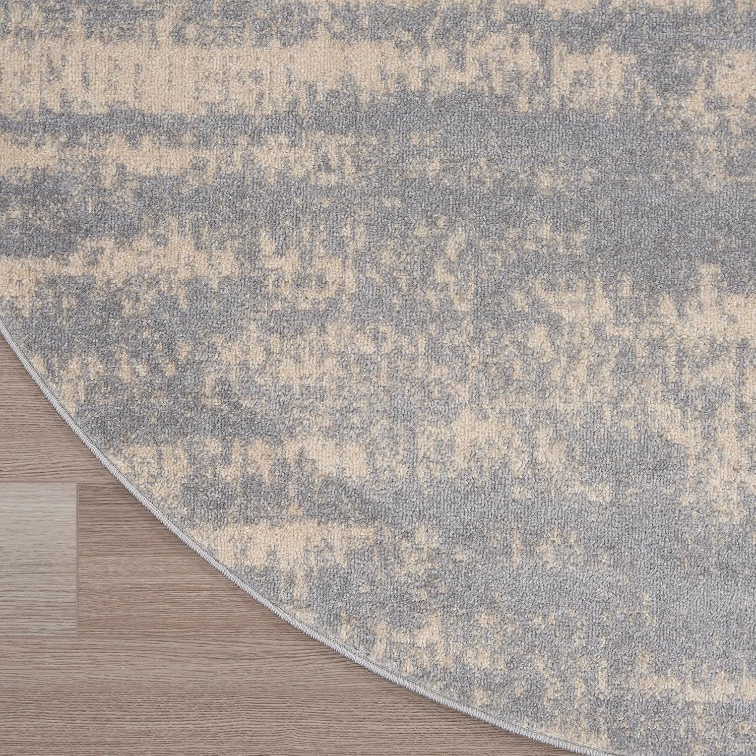 Nourison Essentials 8' x round Grey/Beige Modern Indoor/Outdoor Rug