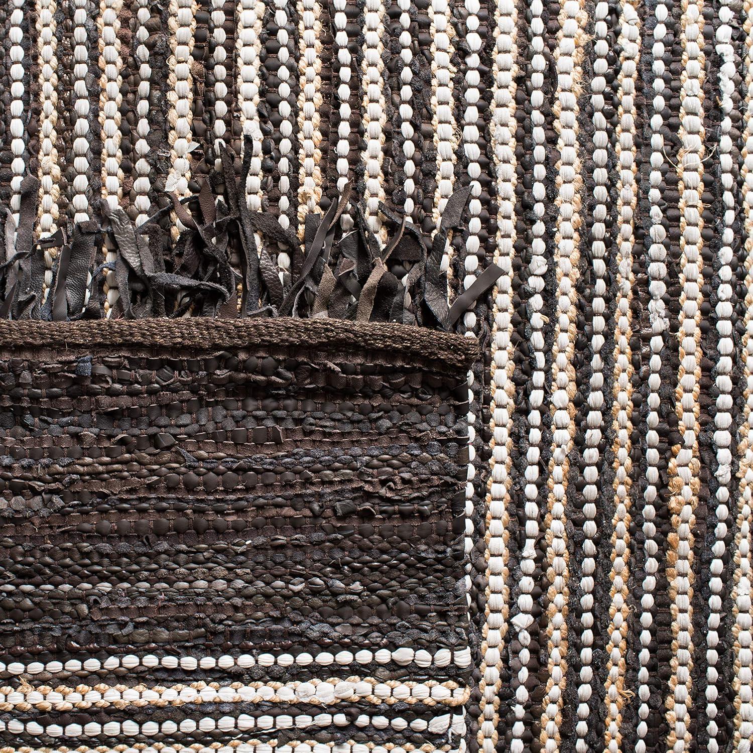 Vintage Leather VTL373 Hand Woven Indoor Accent Rug - Dark Brown/Multi - 2'x3' - Safavieh.