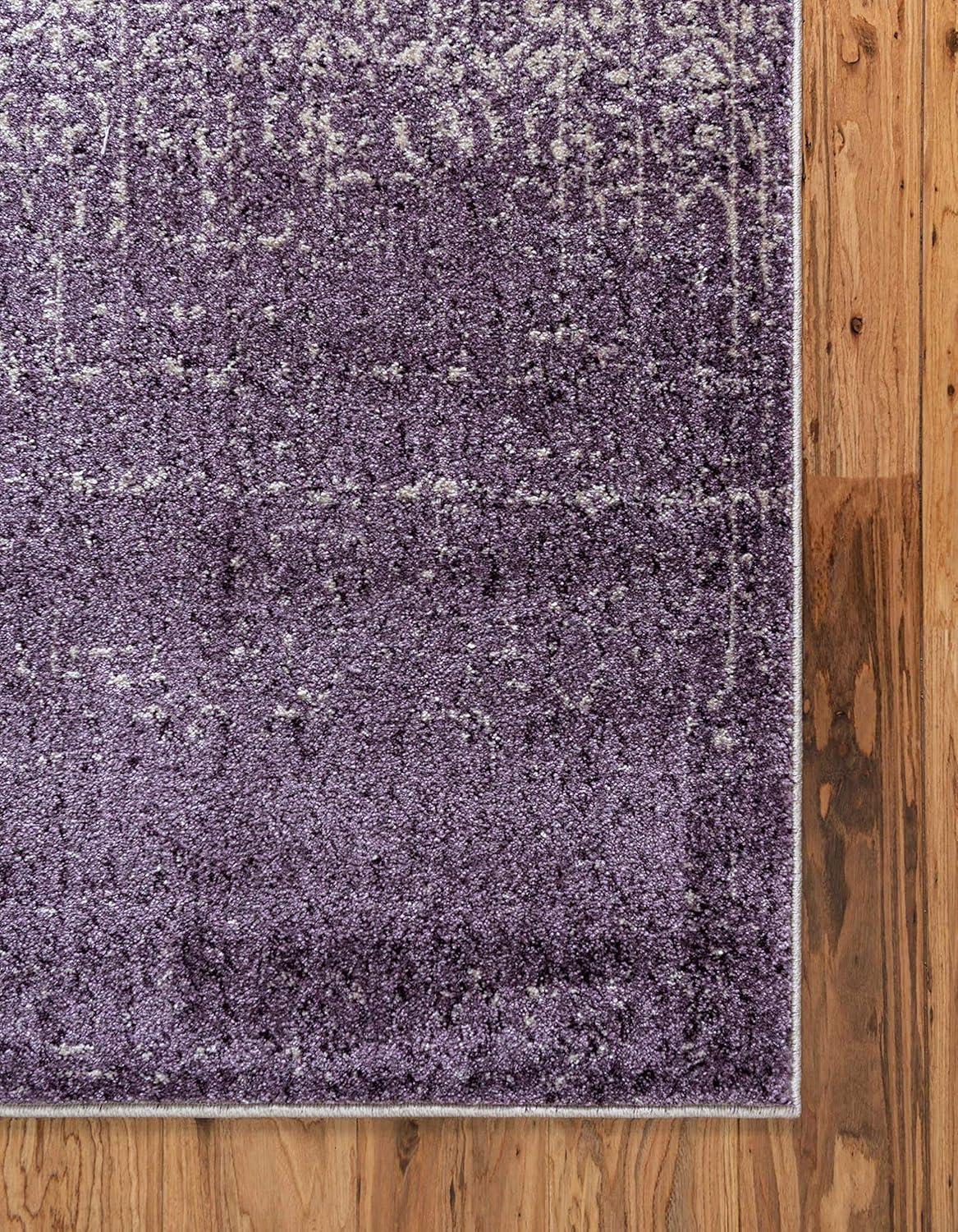 Purple and Ivory Low Pile Reversible Area Rug