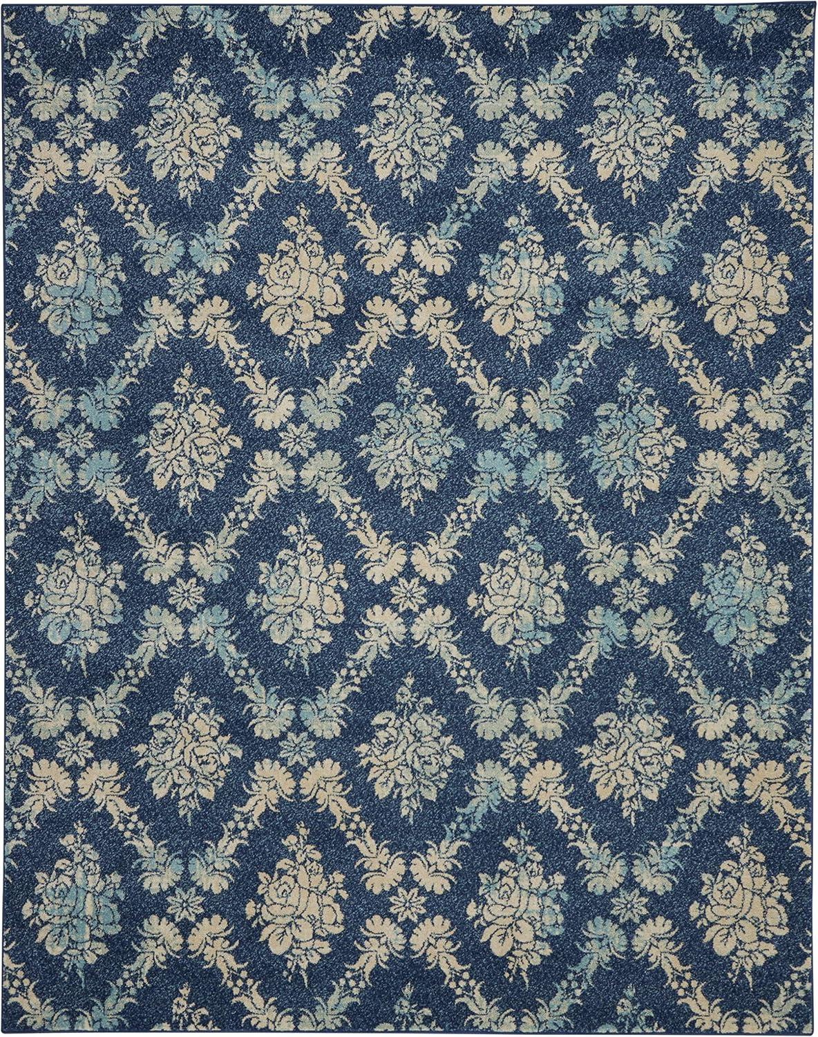 Nourison Tranquil Floral Navy/Light Blue 8' x 10' Area Rug, (8x10)
