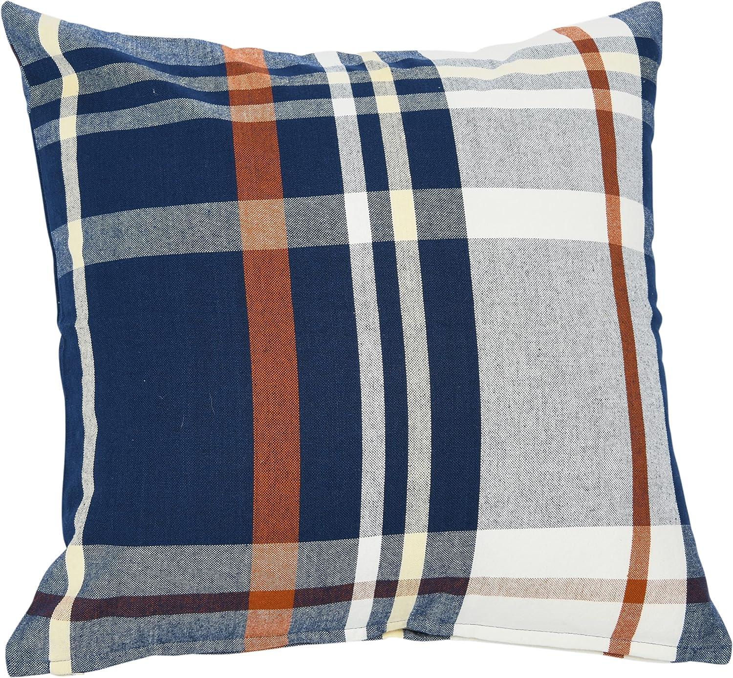 Chic Square Plaid Cotton Standard Pillow Cover