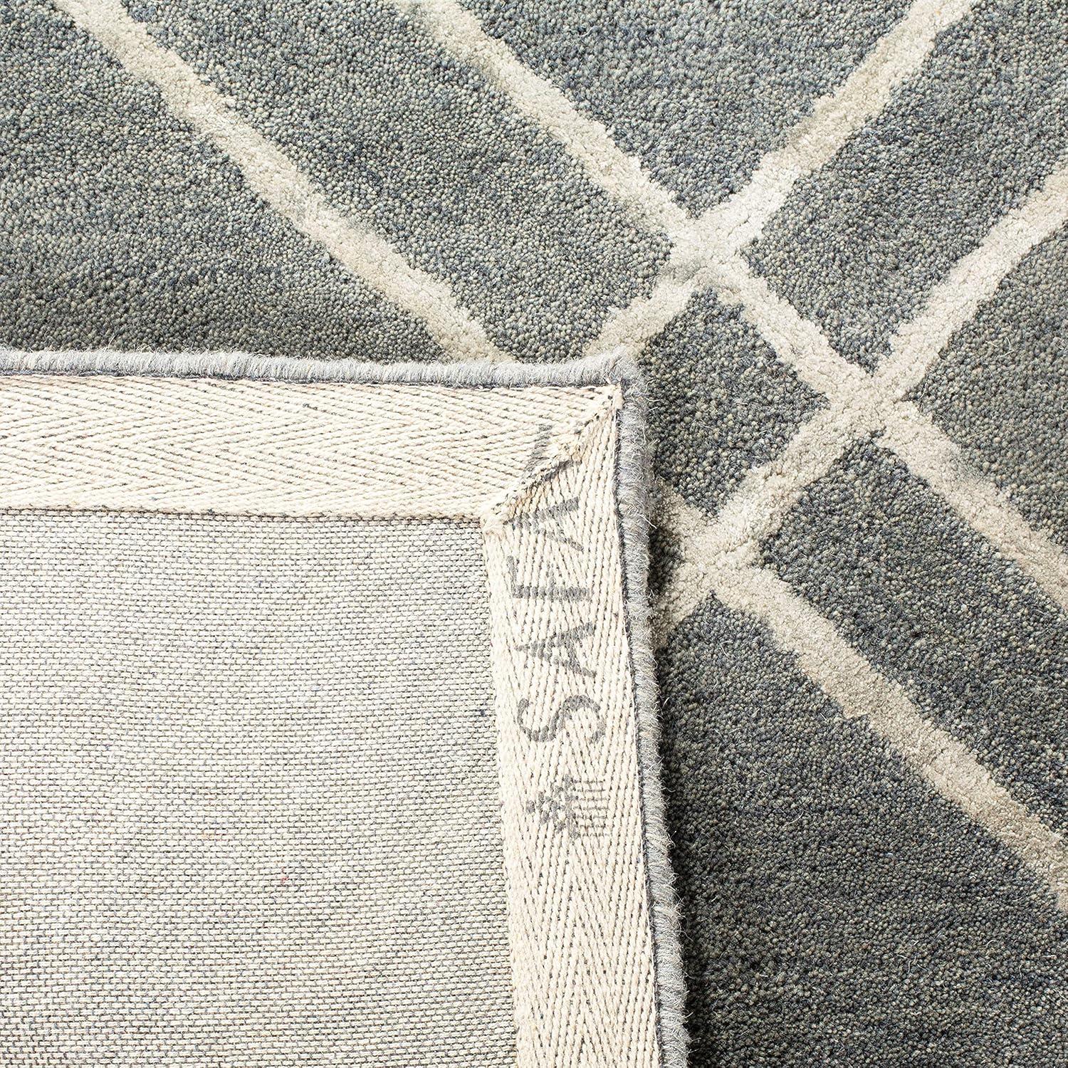 SAFAVIEH Himalaya Maralyn Geometric Wool Area Rug, Dark Grey/Ivory, 9' x 12'
