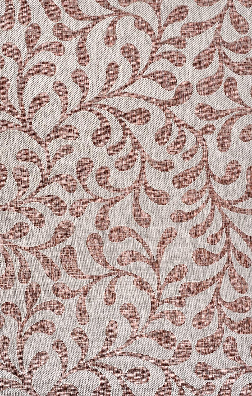 Reversible Vine Pattern Red/Beige 4'x6' Synthetic Area Rug