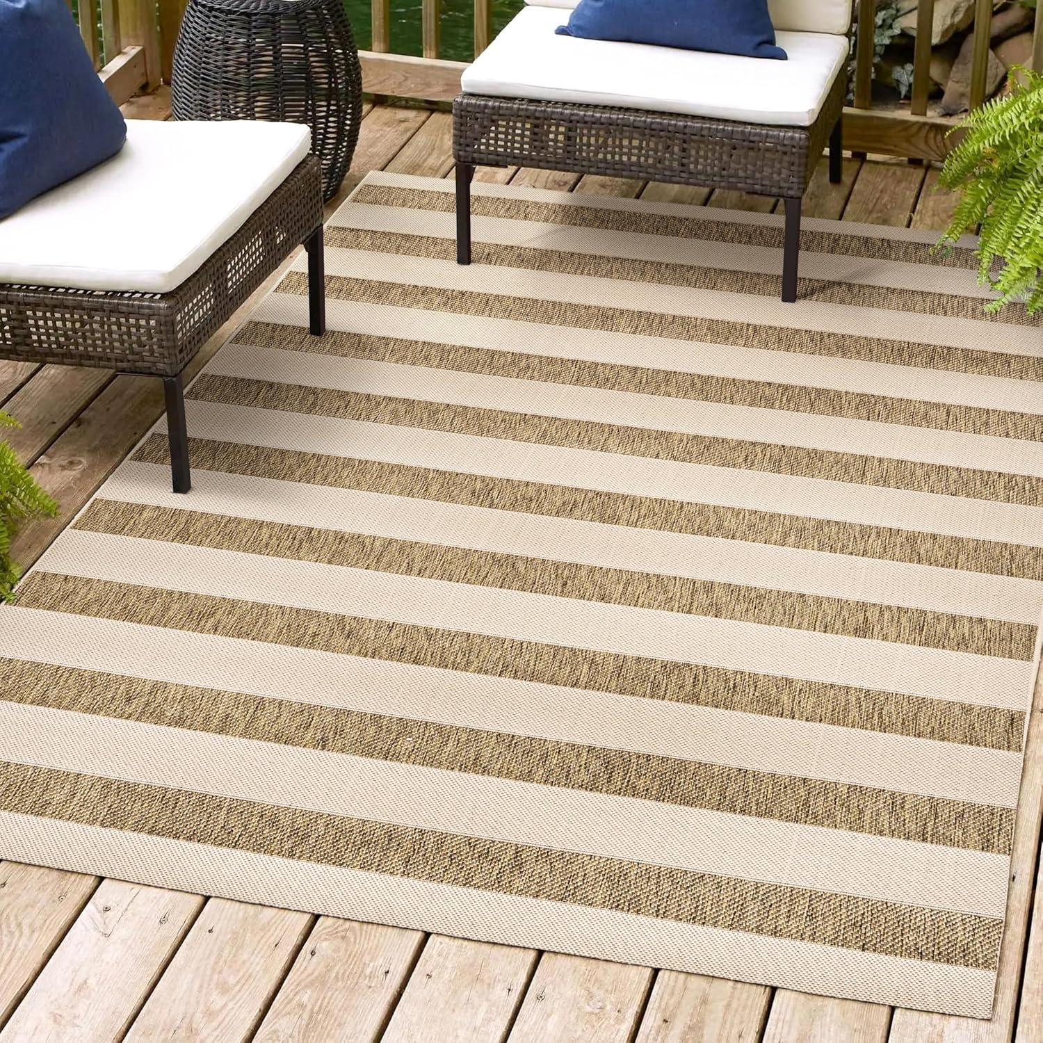 Aveiro Wide Stripe Indoor/Outdoor Area Rug - JONATHAN Y